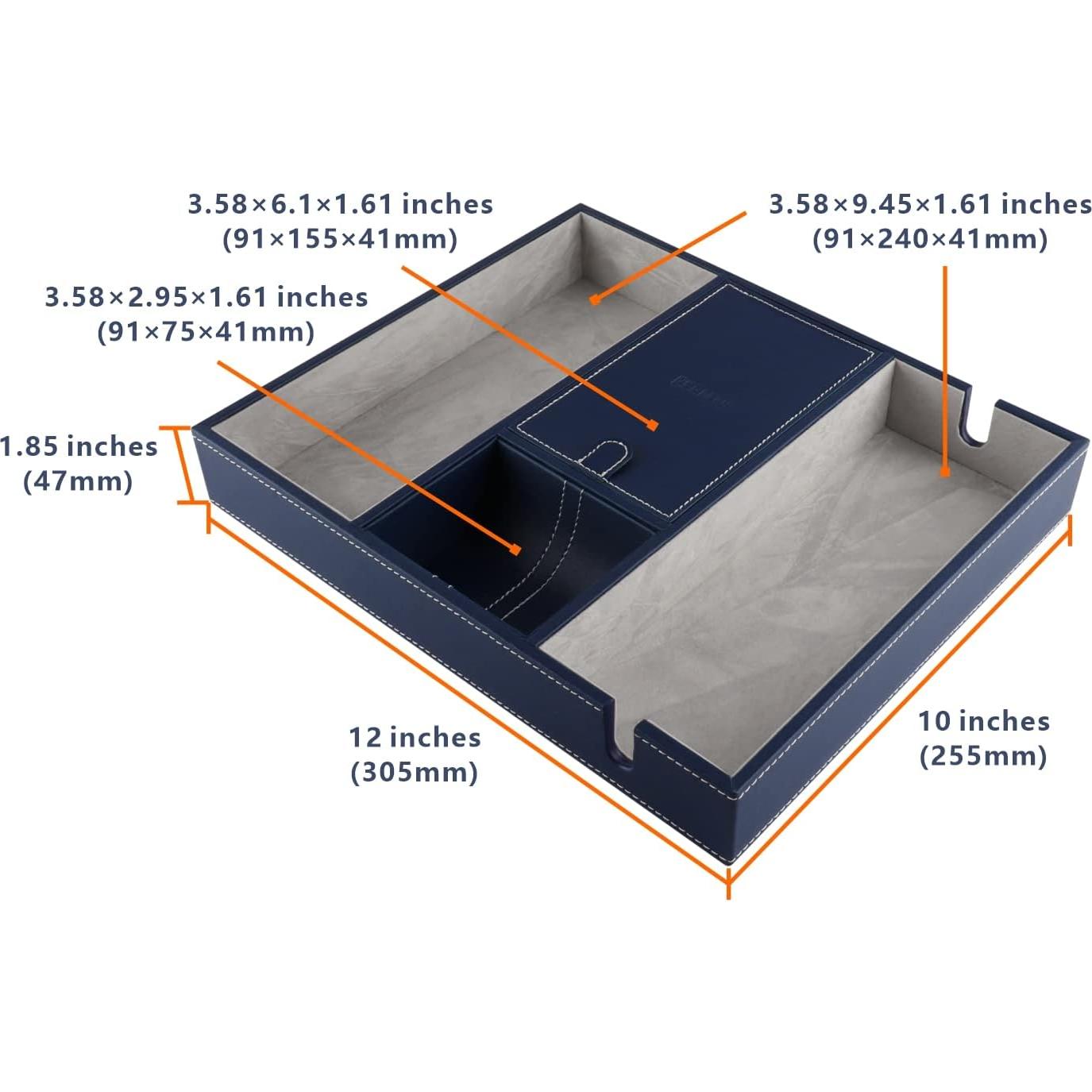Bandeja de Cuero Sintético PLENTY Azul para Escritorio y Carga