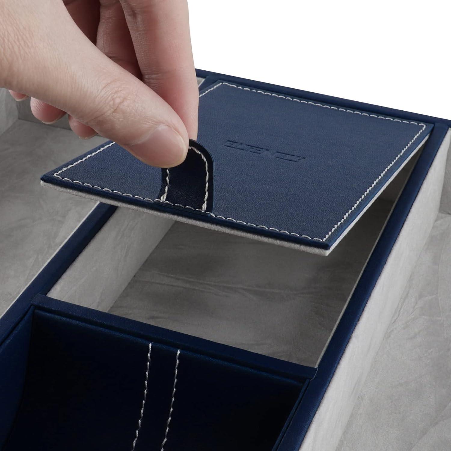 Bandeja de Cuero Sintético PLENTY Azul para Escritorio y Carga