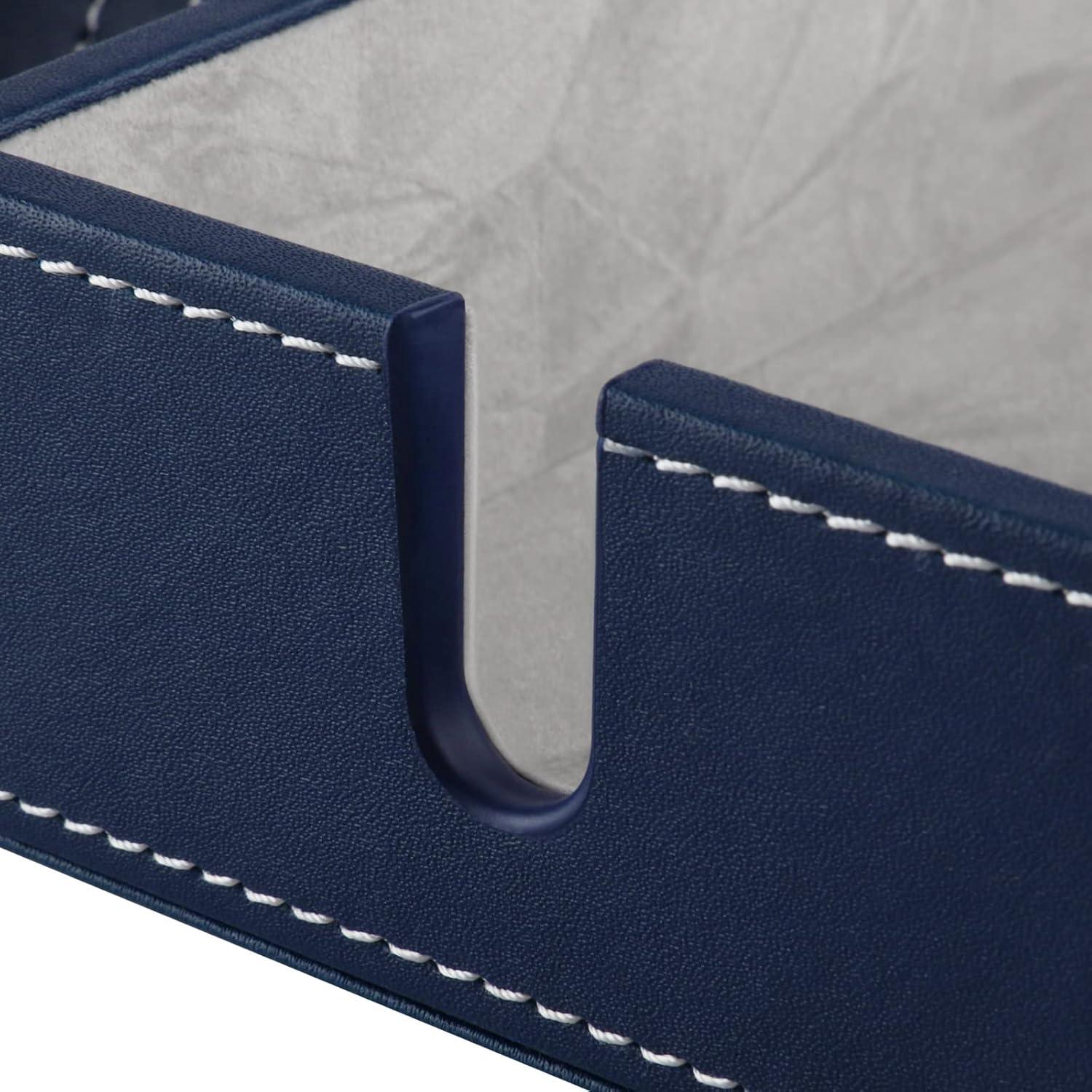 Bandeja de Cuero Sintético PLENTY Azul para Escritorio y Carga