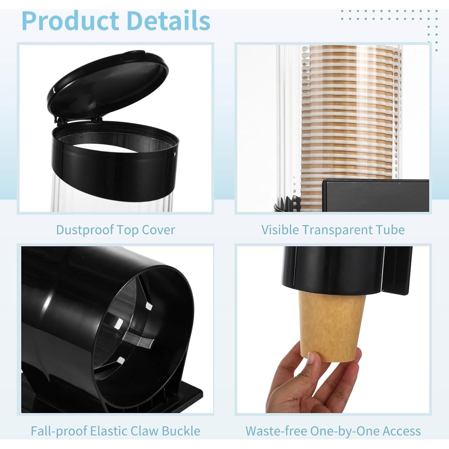 Dispensador de Tazas de Papel TIMCORR 60-80 tazas 207ml-355ml