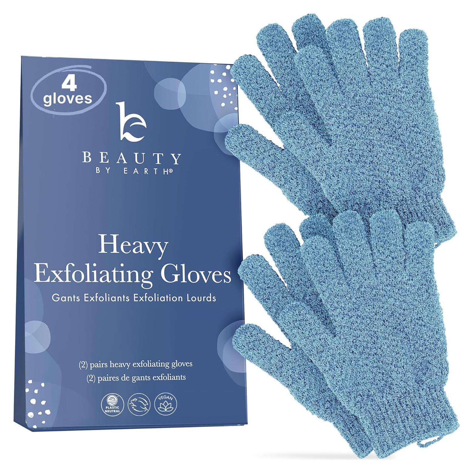 Guantes Exfoliantes Pesados Beauty by Earth - 4 Pzs para Baño