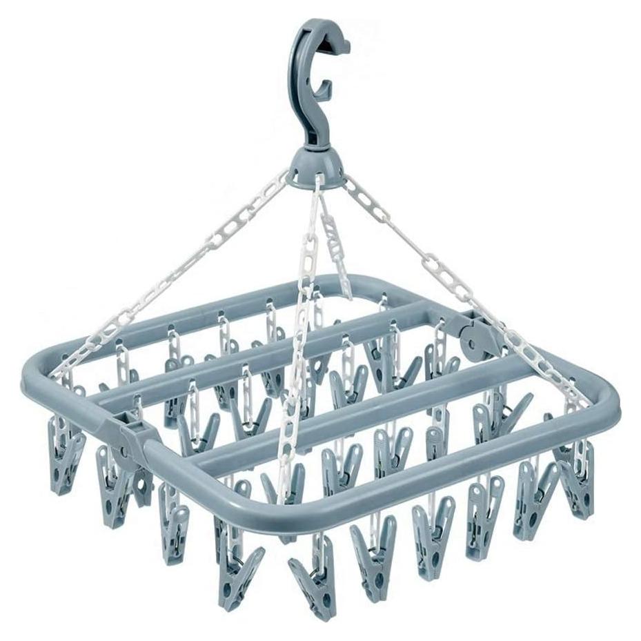 Perchero Plegable para Secar Ropa Alladaga 32 Clips Azul