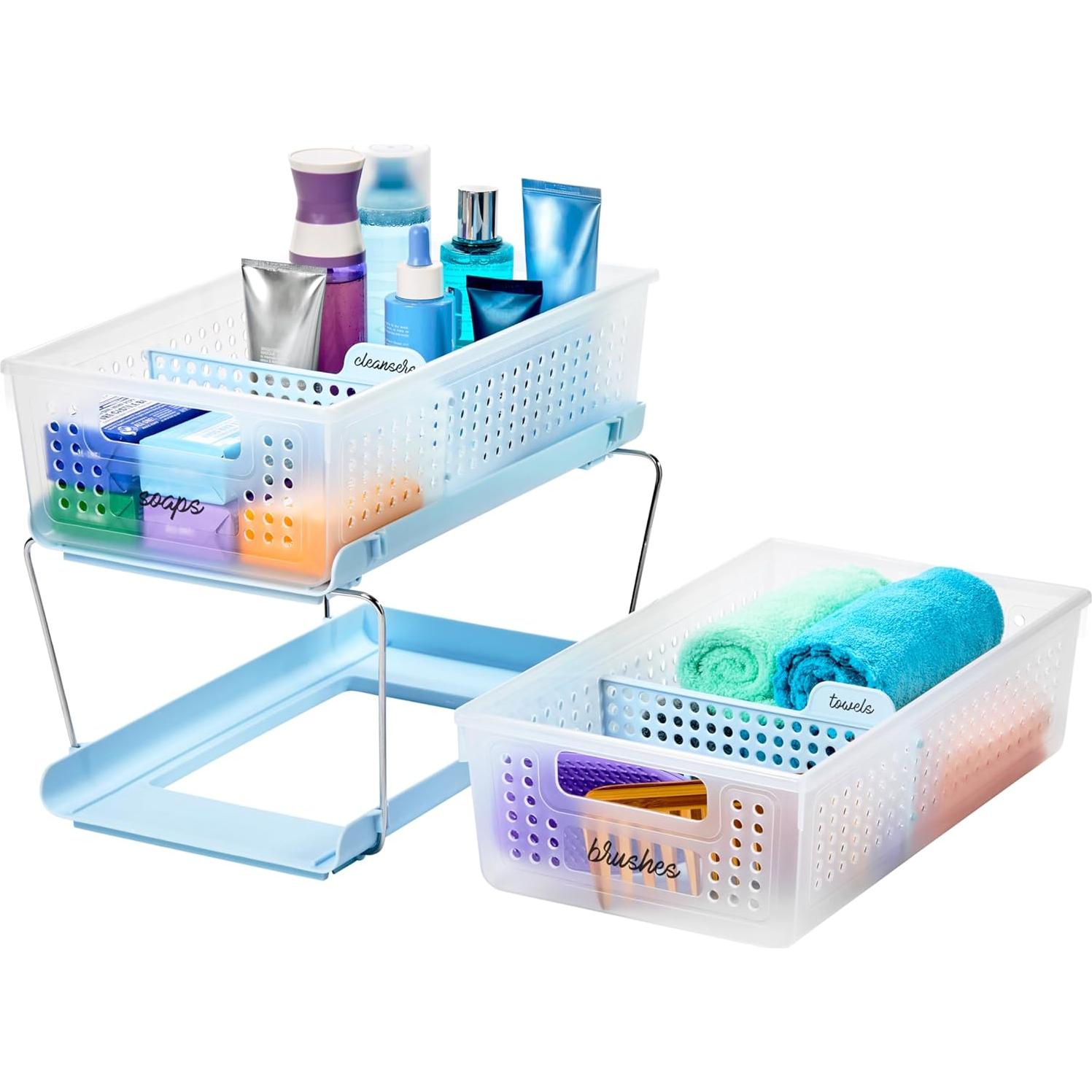 Organizador de 2 Niveles Madesmart - Almacenamiento Multipropósito Azul