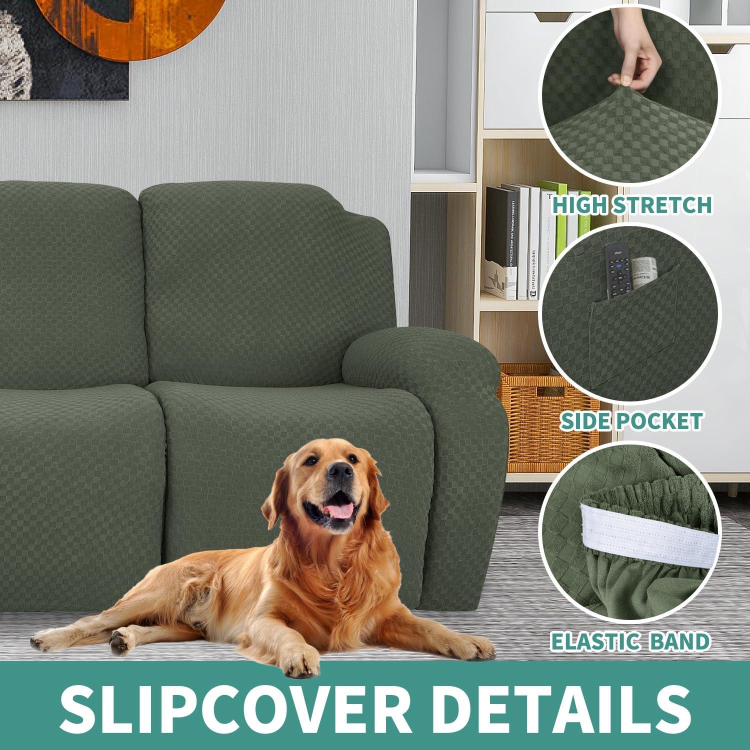 Funda de Sillón Reclinable YEMYHOM 4 Piezas Verde Militar