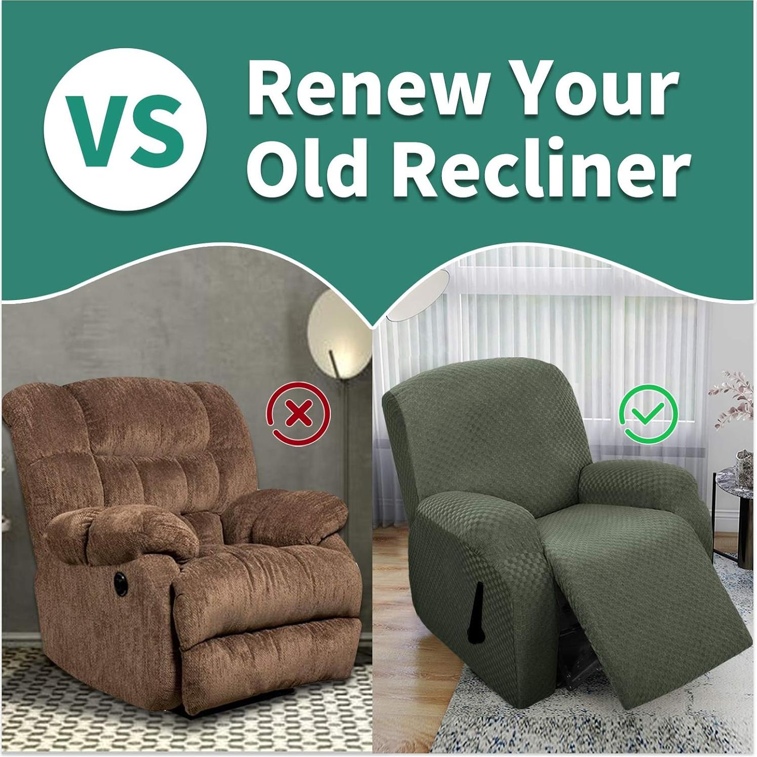 Funda de Sillón Reclinable YEMYHOM 4 Piezas Verde Militar