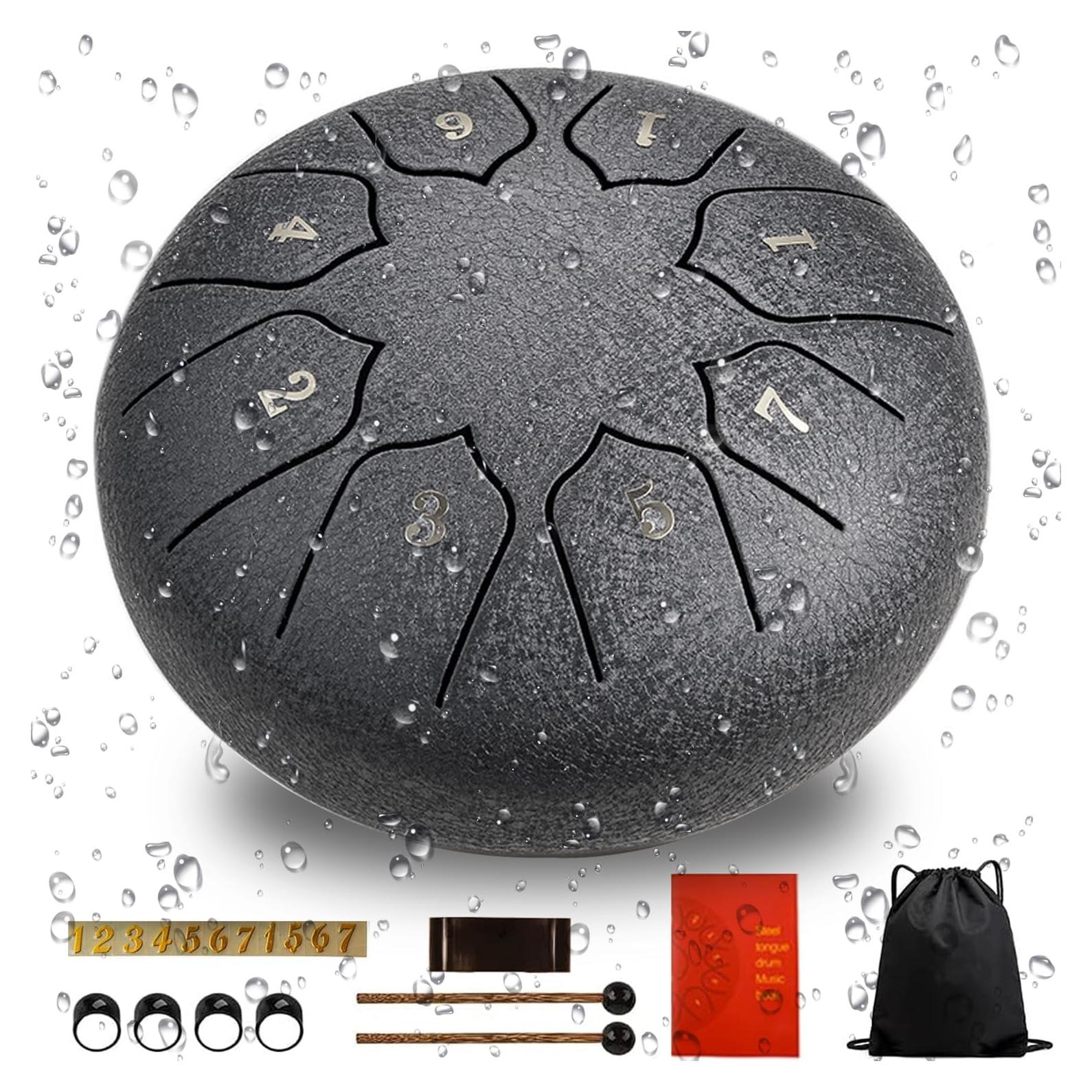 Tambor de Lengua de Acero Eavnbaek 6" Negro 8 Notas con Accesorios