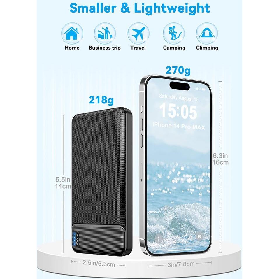 Banco de Batería Portátil AsperX 10000mAh USB-C Carga Rápida