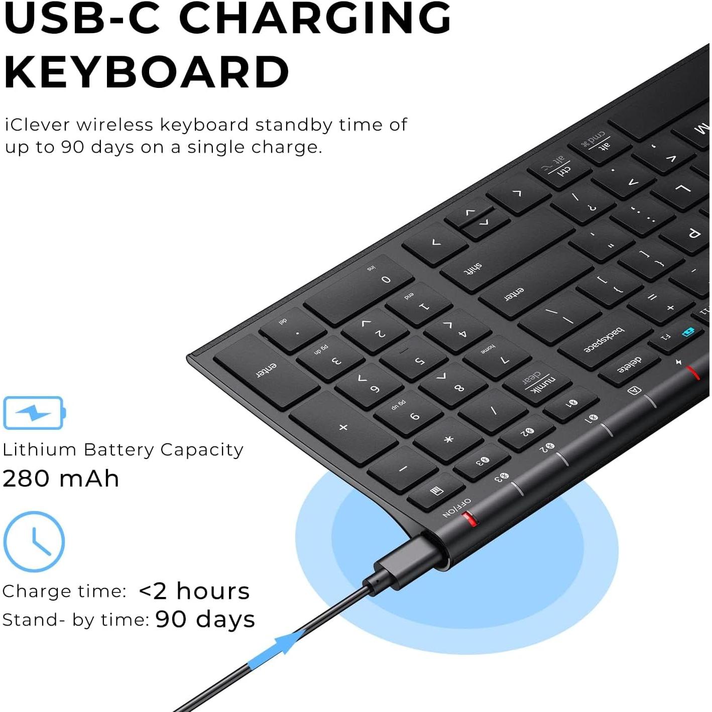 Teclado Inalámbrico iClever BK10 Bluetooth 5.1 Español Compacto