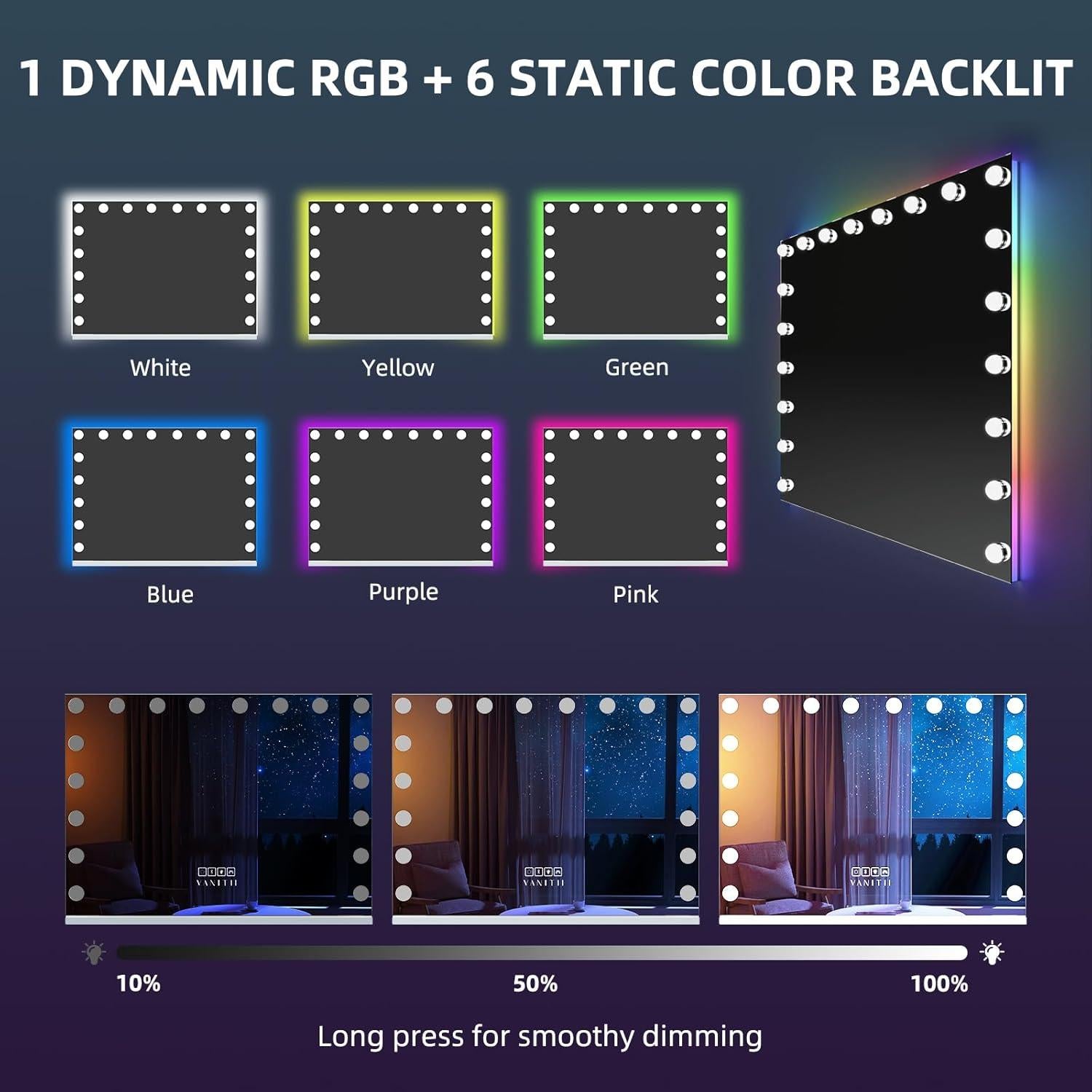 Espejo de Tocador VANITII con Luces LED RGB 53x79 cm