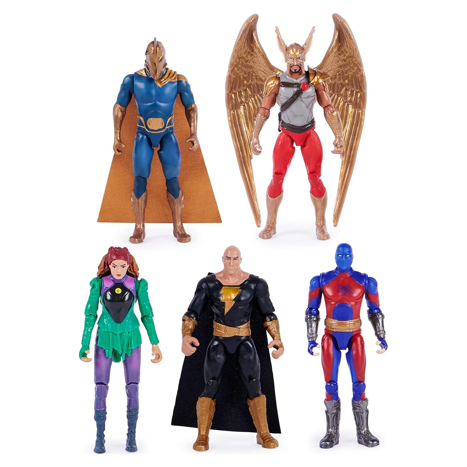 DC Comics, Black Adam and Justice Society Set, 4-inch Black Adam Toy Figures and Throne, Hawkman, Dr. Fate, Atom Smasher, Cyclone, Kids Toys for Boys and Girls Ages 3 and Up (Amazon Exclusive)
