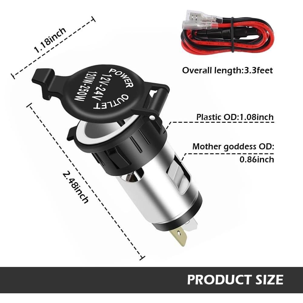 Toma de Encendedor de Cigarrillos IHOTDER 12V con Cubierta Impermeable