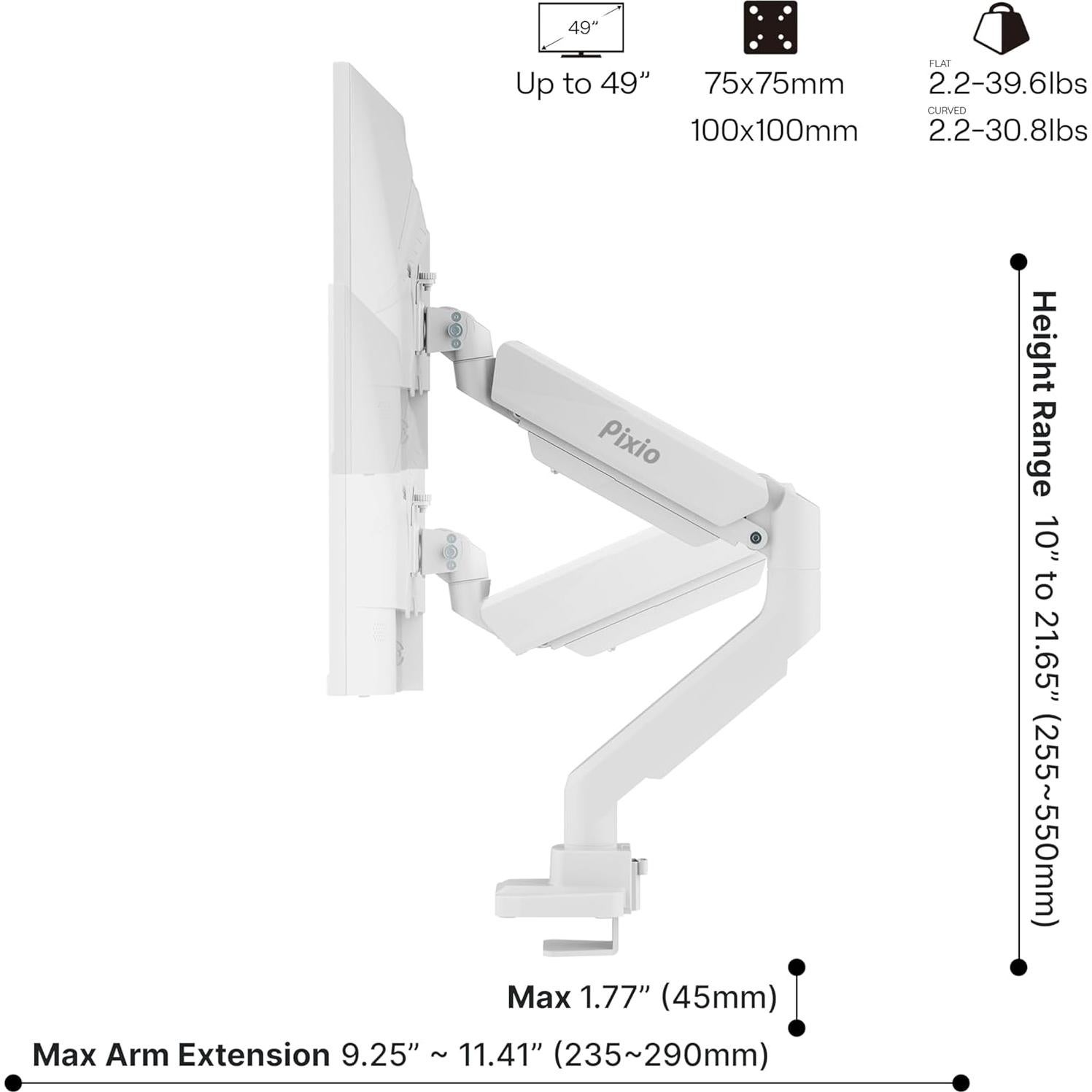Soporte de Monitor Pixio PS2S Blanco para Pantallas 17-49"