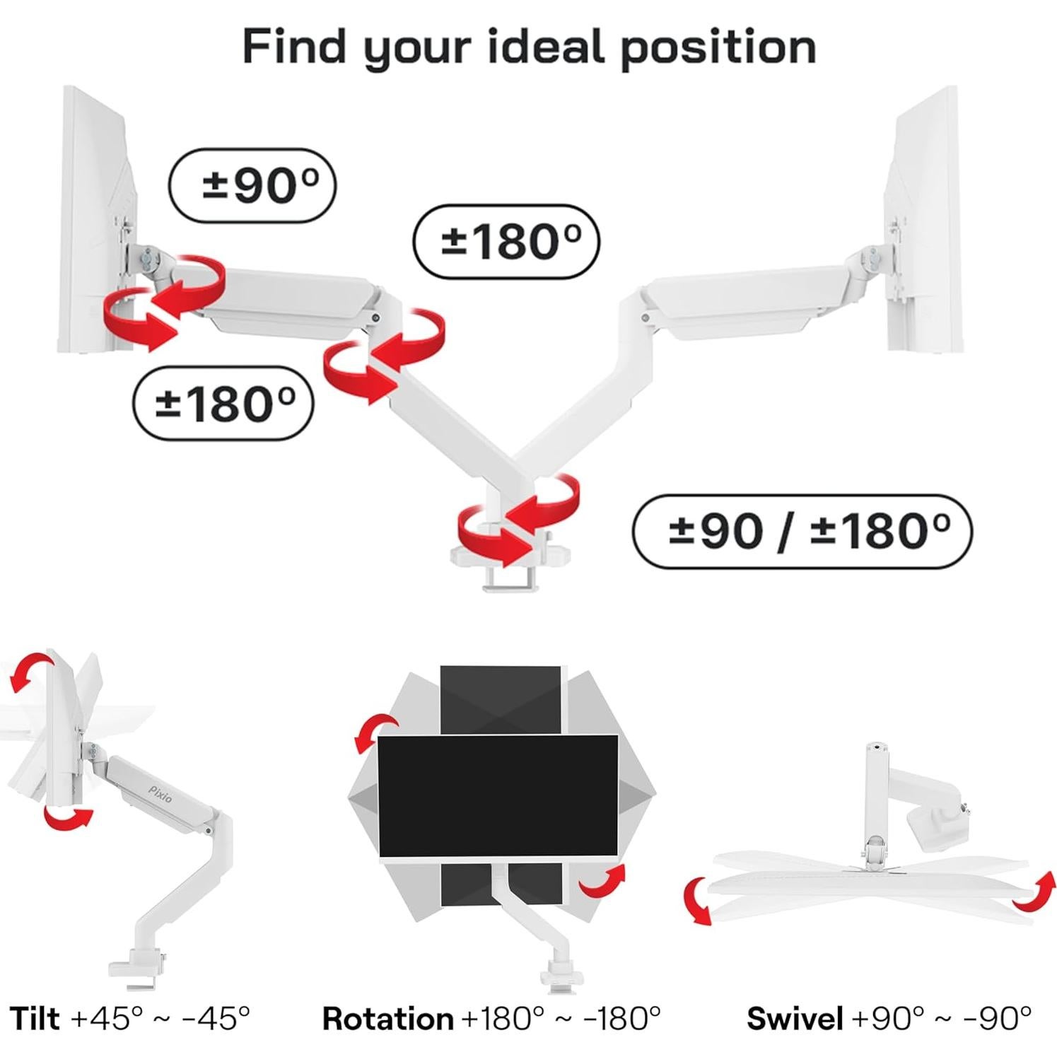 Soporte de Monitor Pixio PS2S Blanco para Pantallas 17-49"