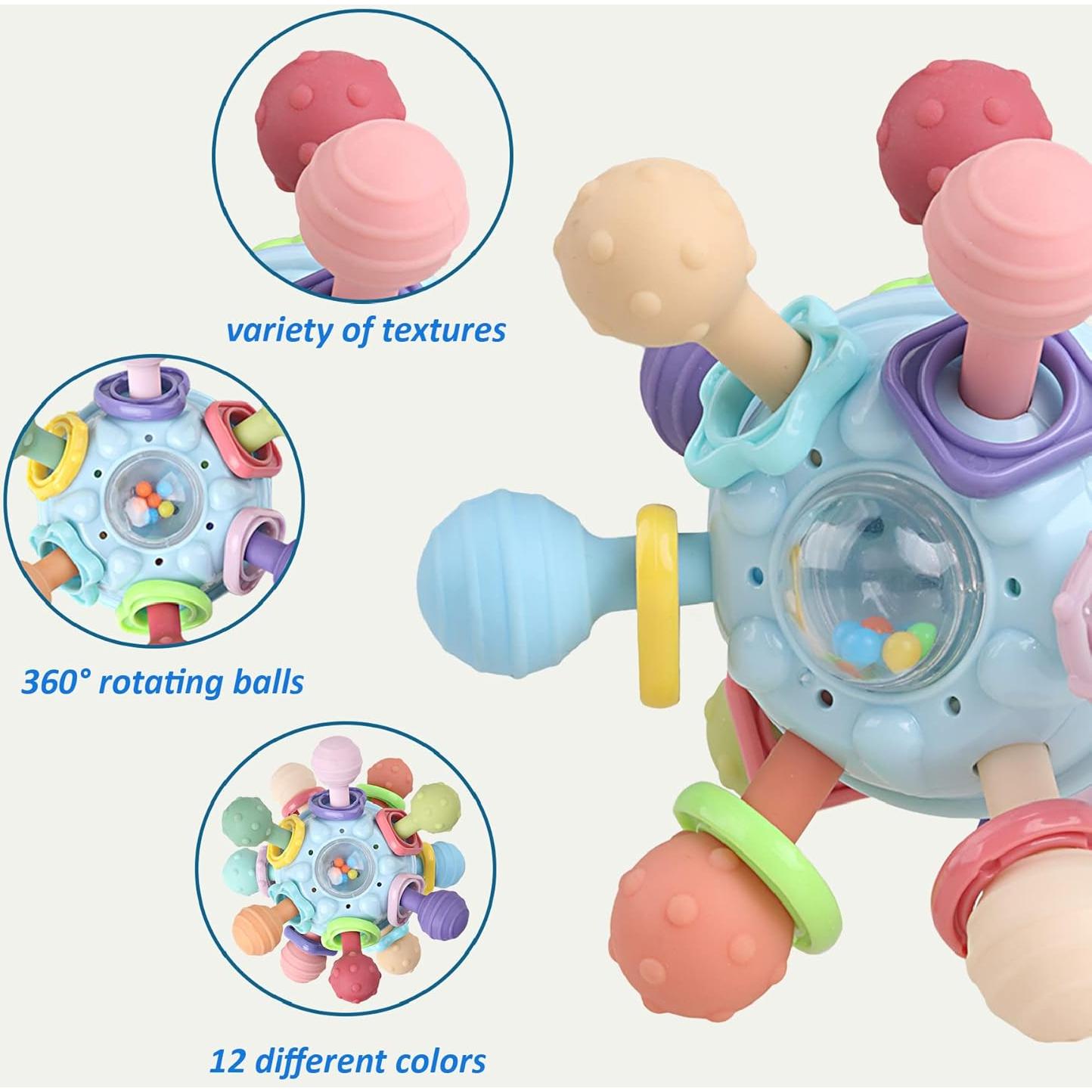 Baby Sensory Teething Toys - Baby Teether & Rattle - Gifts for Infant Newborn Boys Girls 0 3 6 9 12 18 Months - Toddler Montessori Educational Learning Toys