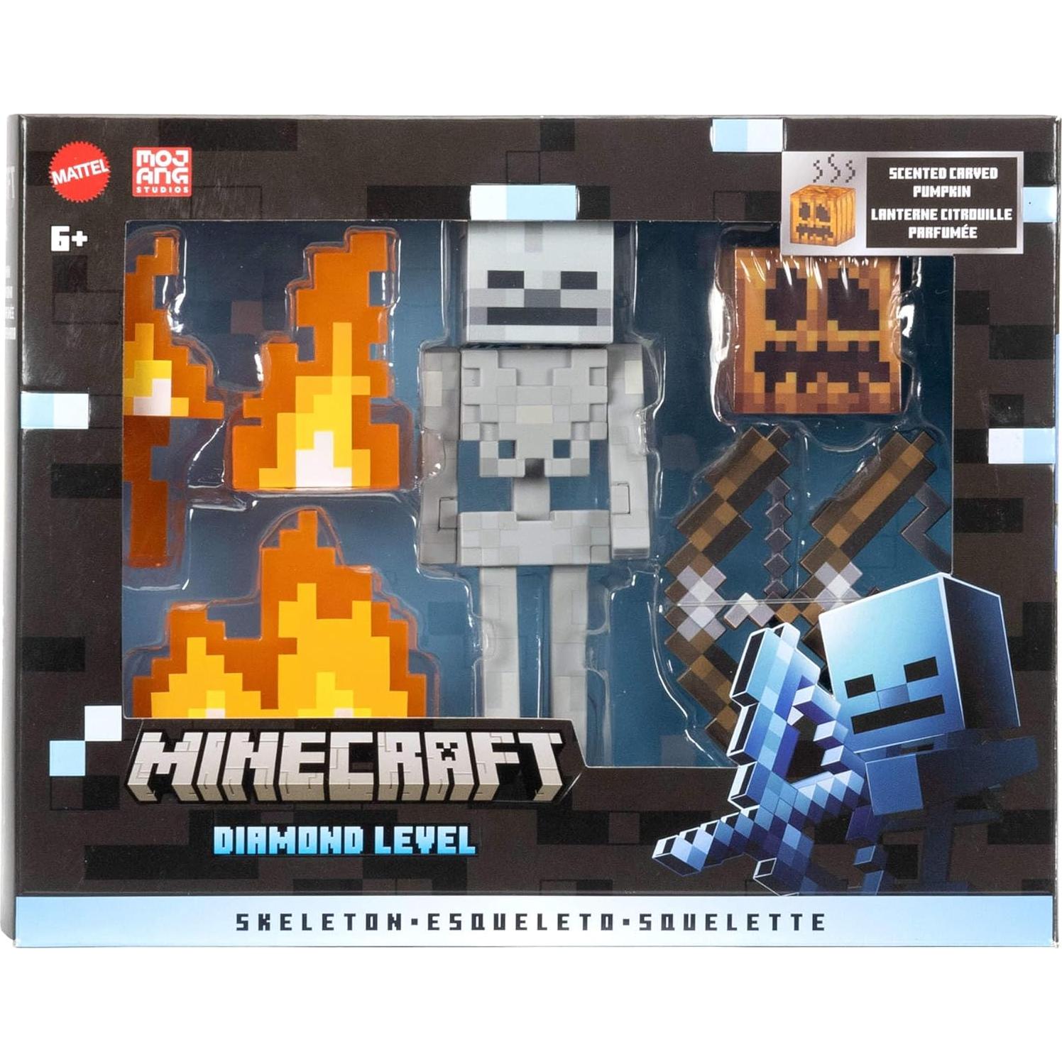 Figura de acción esqueleto diamante Mattel Minecraft 13.97 cm