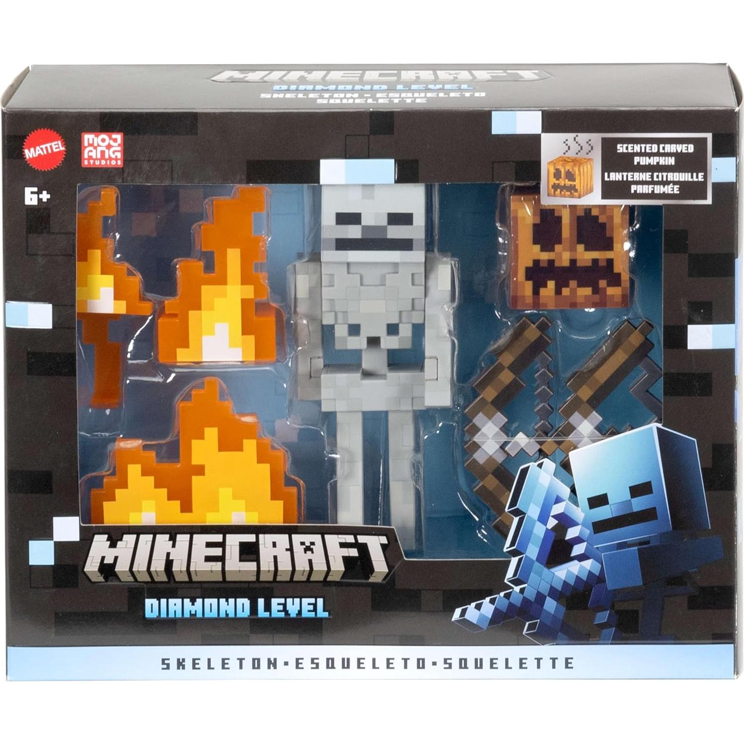 Figura de acción esqueleto diamante Mattel Minecraft 13.97 cm