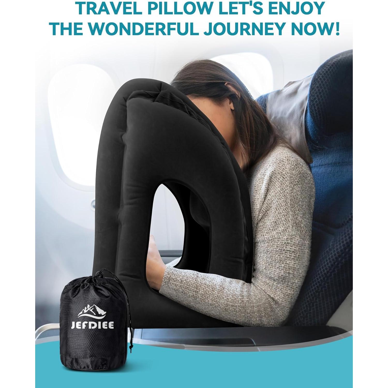 Almohada Inflable de Viaje JefDiee Negra Ergonomica 30x50 cm