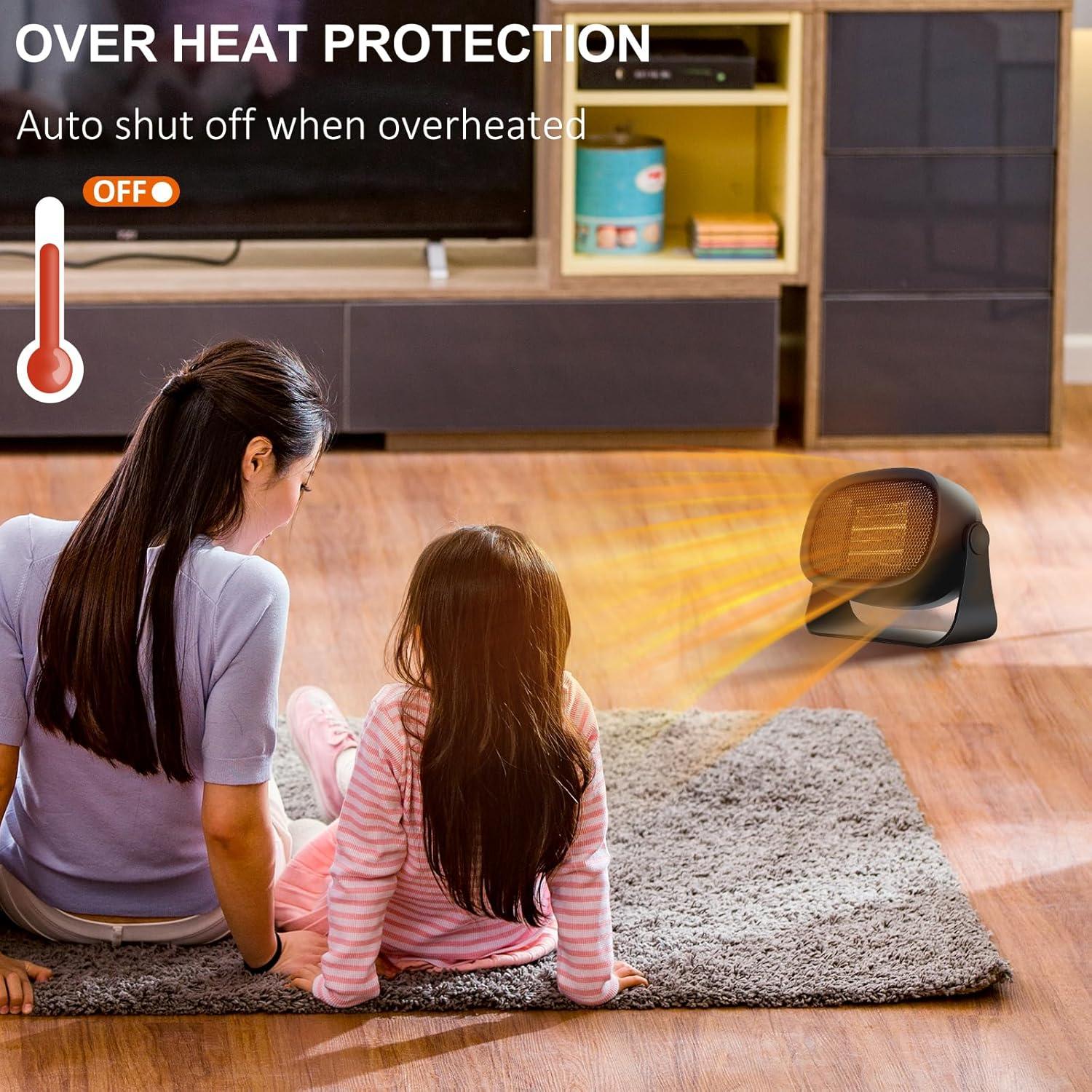 Calentador Eléctrico Portátil Vizckvi 500W con Protección