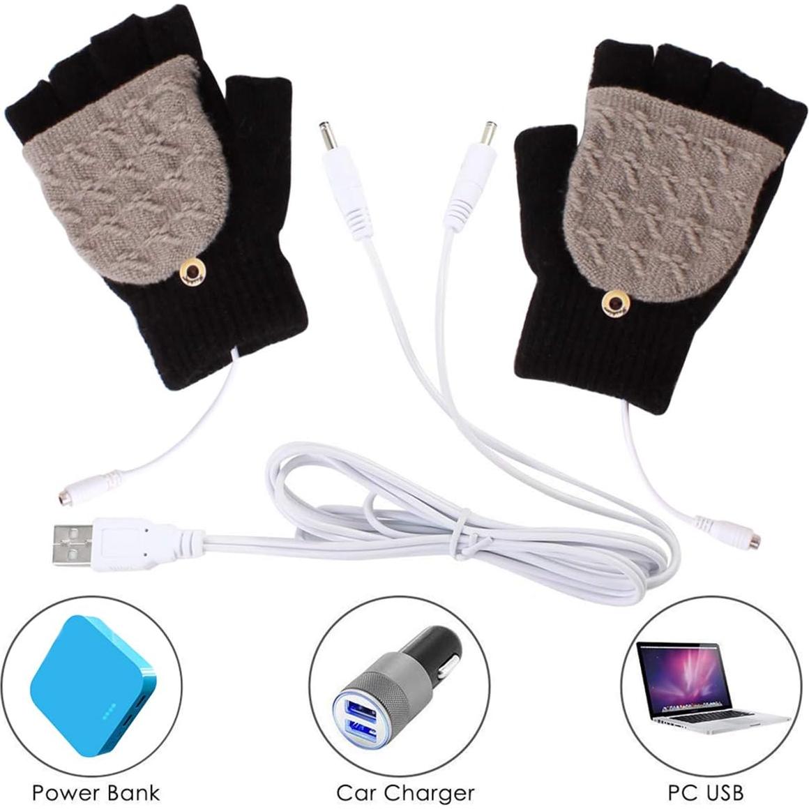 Guantes Calentados USB Unisex Petyoung - Invierno, Dedo Completo y Medio