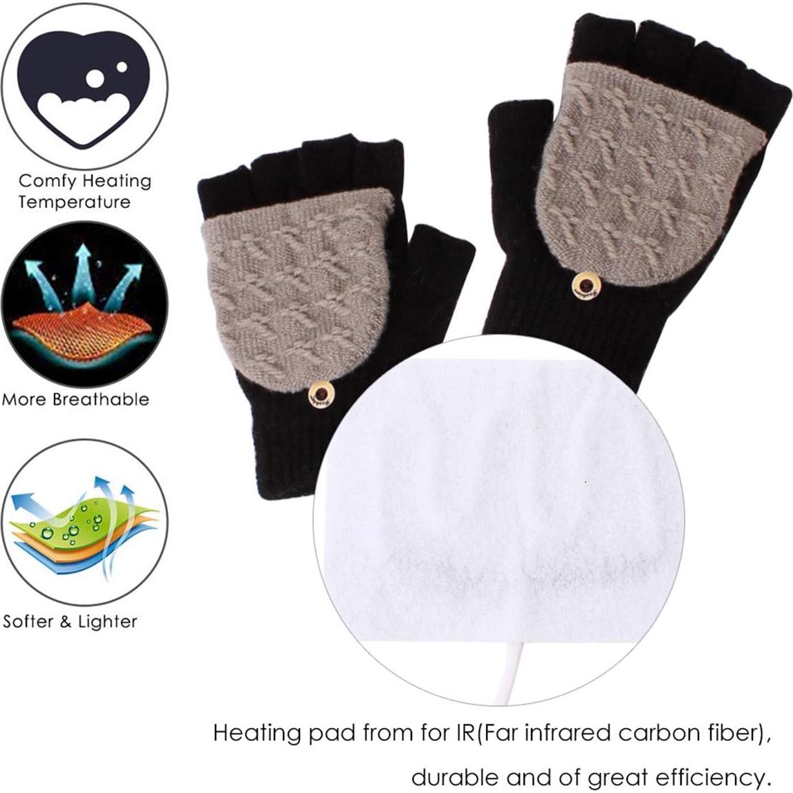 Guantes Calentados USB Unisex Petyoung - Invierno, Dedo Completo y Medio