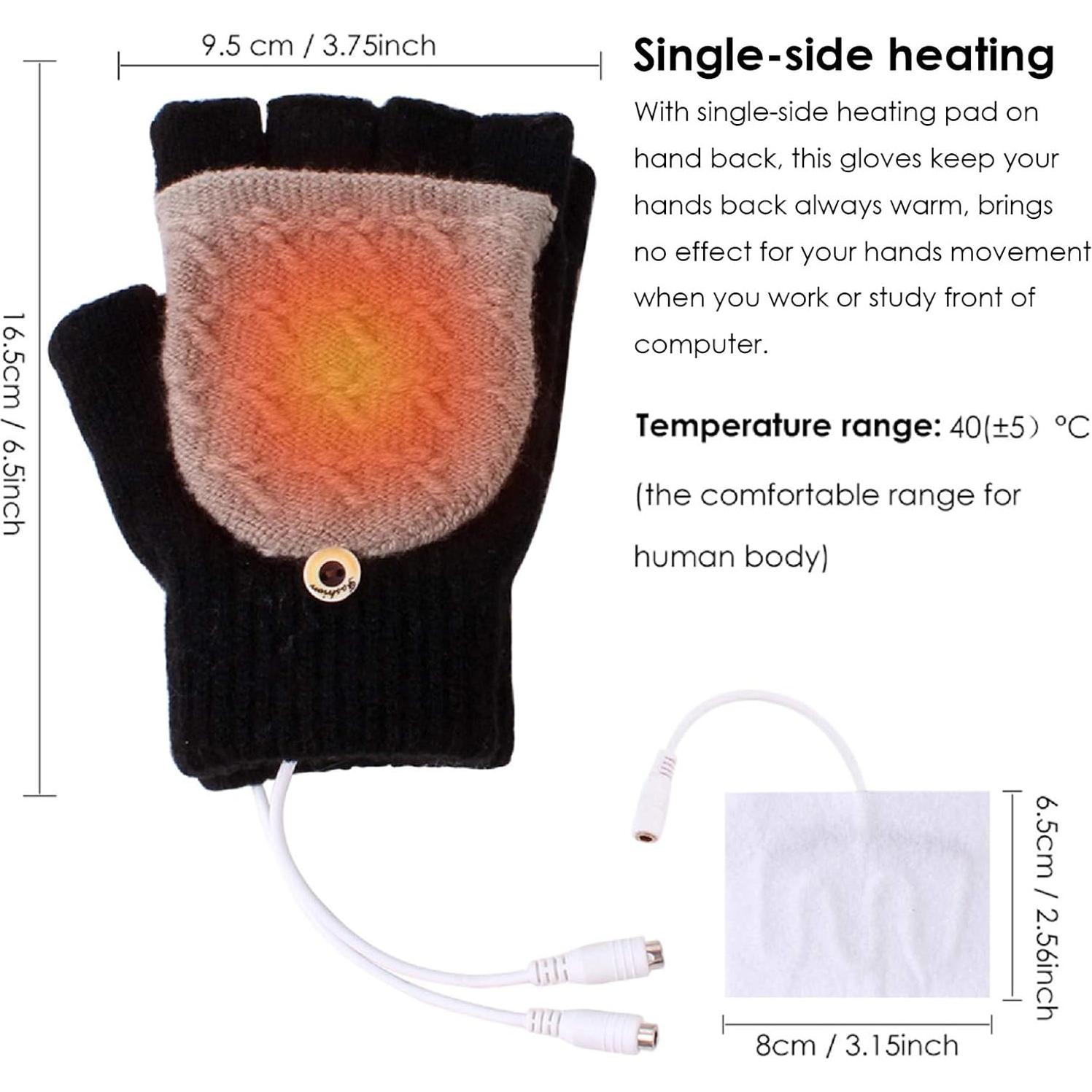 Guantes Calentados USB Unisex Petyoung - Invierno, Dedo Completo y Medio