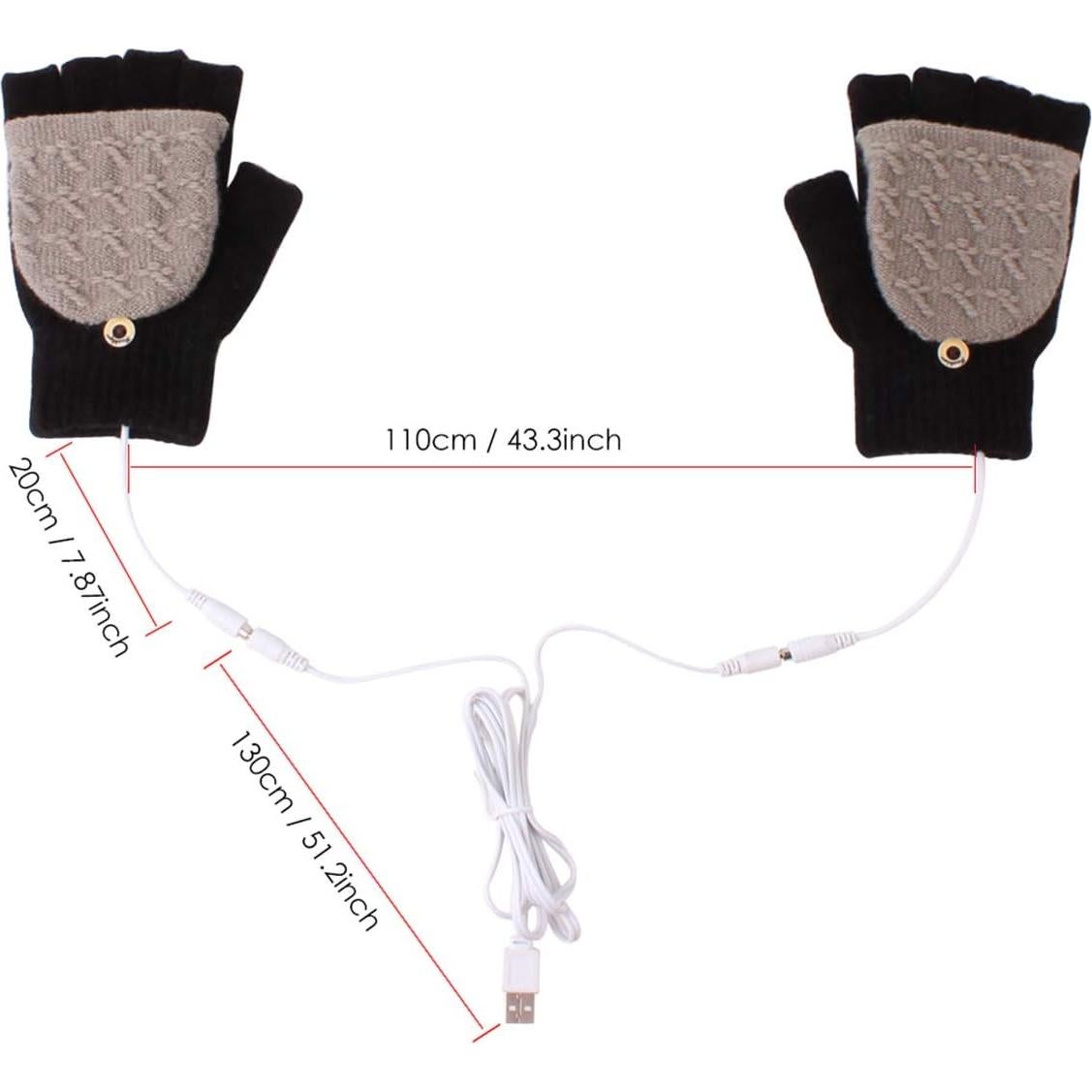 Guantes Calentados USB Unisex Petyoung - Invierno, Dedo Completo y Medio