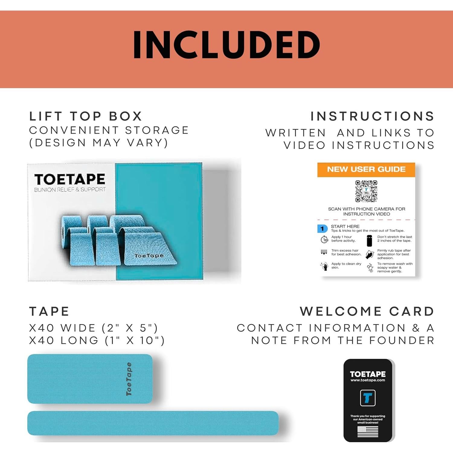 Cinta Kinesiológica ToeTape para Juanetes - 40 Tiras Azul