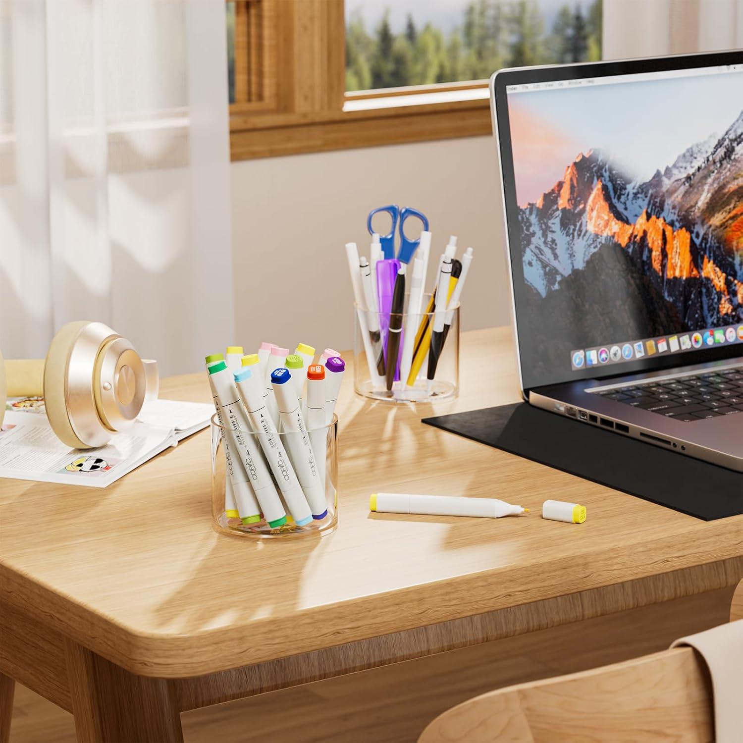 Soporte para Lápices Redondo MaxGear 2 Pack Acrílico Transparente