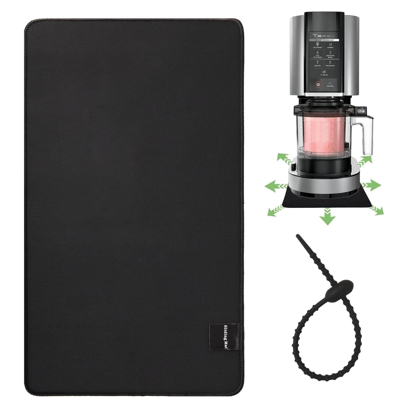 Sliding Pad for Ninja NC301/NC299/NC300/ Creami Ice Cream Maker,Quickly Slide Ice Cream Maker on Table,with Hanging Strap & Silicone Tie,Accessories for Ninja Swirl Creami Maker