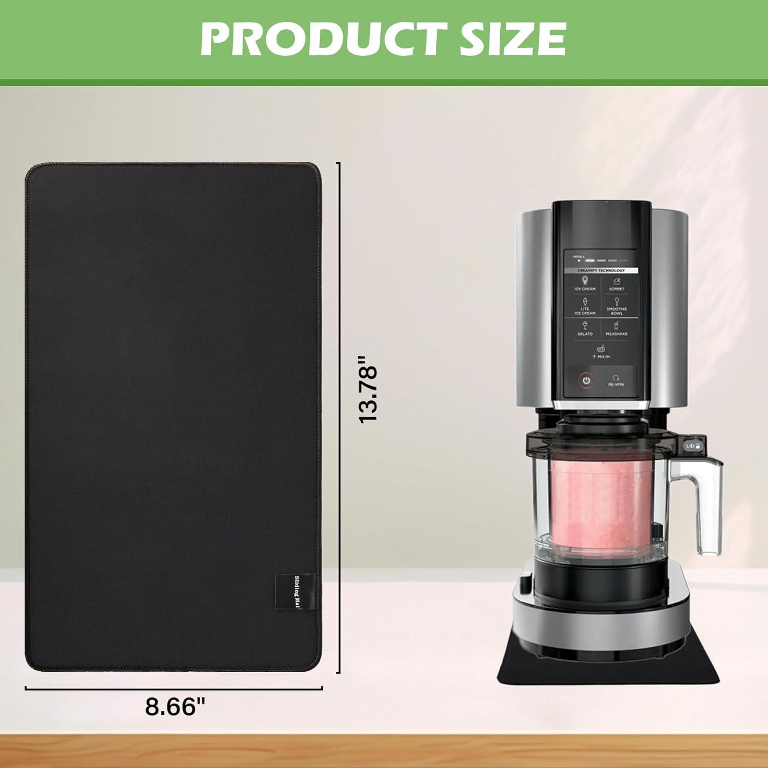 Sliding Pad for Ninja NC301/NC299/NC300/ Creami Ice Cream Maker,Quickly Slide Ice Cream Maker on Table,with Hanging Strap & Silicone Tie,Accessories for Ninja Swirl Creami Maker