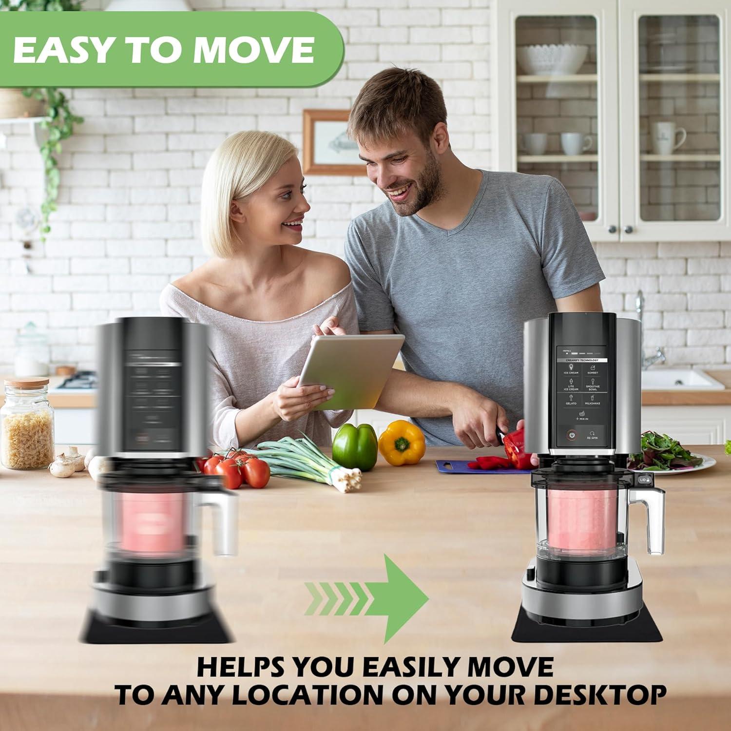 Sliding Pad for Ninja NC301/NC299/NC300/ Creami Ice Cream Maker,Quickly Slide Ice Cream Maker on Table,with Hanging Strap & Silicone Tie,Accessories for Ninja Swirl Creami Maker