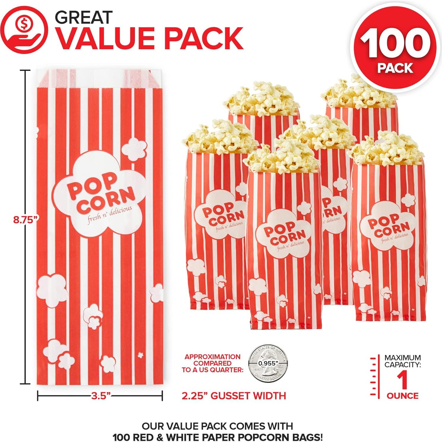 Bolsas de Papel para Palomitas Stock Your Home 100 Unidades 28g