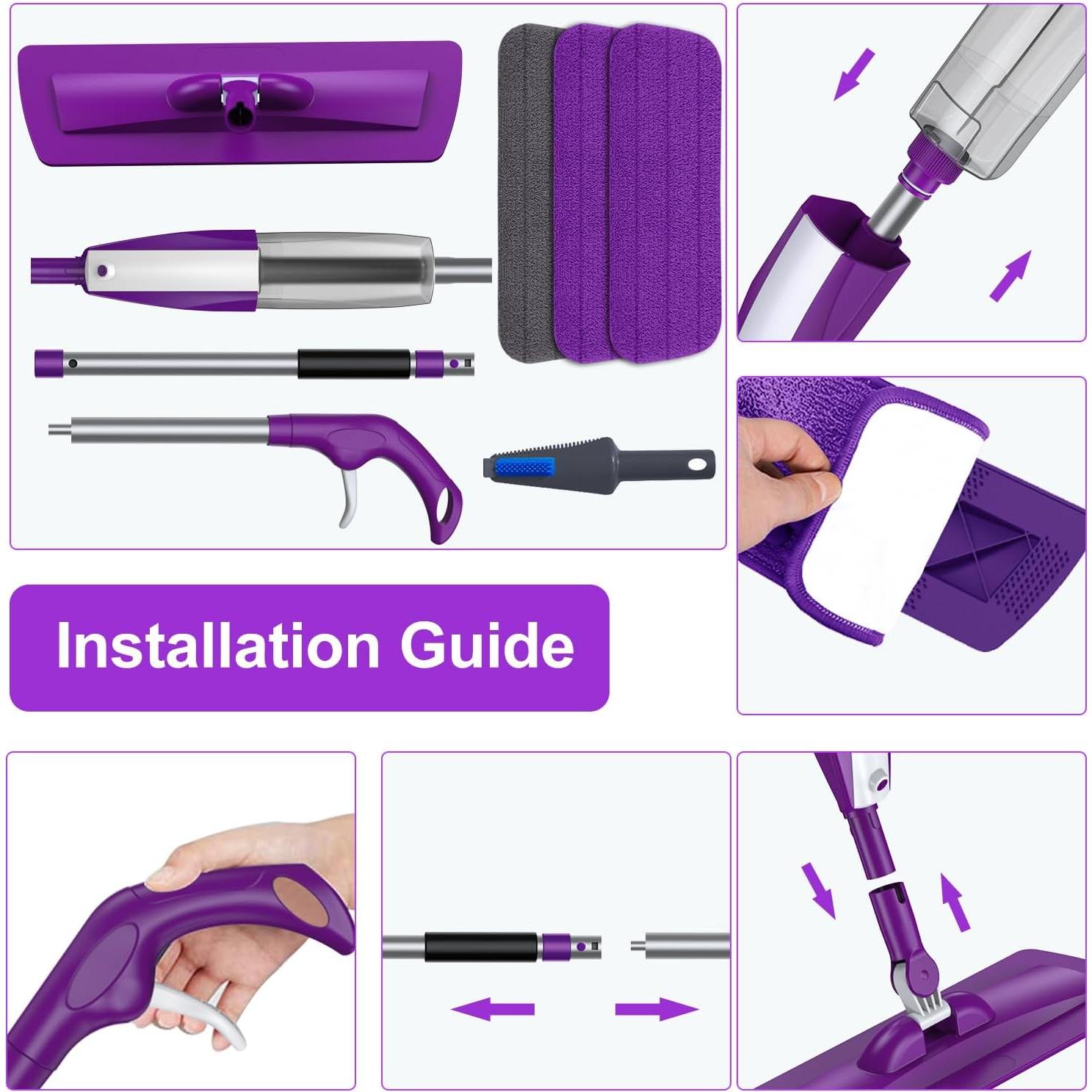 Mopa de Spray SOBONNE Morada con 3 Almohadillas Lavables