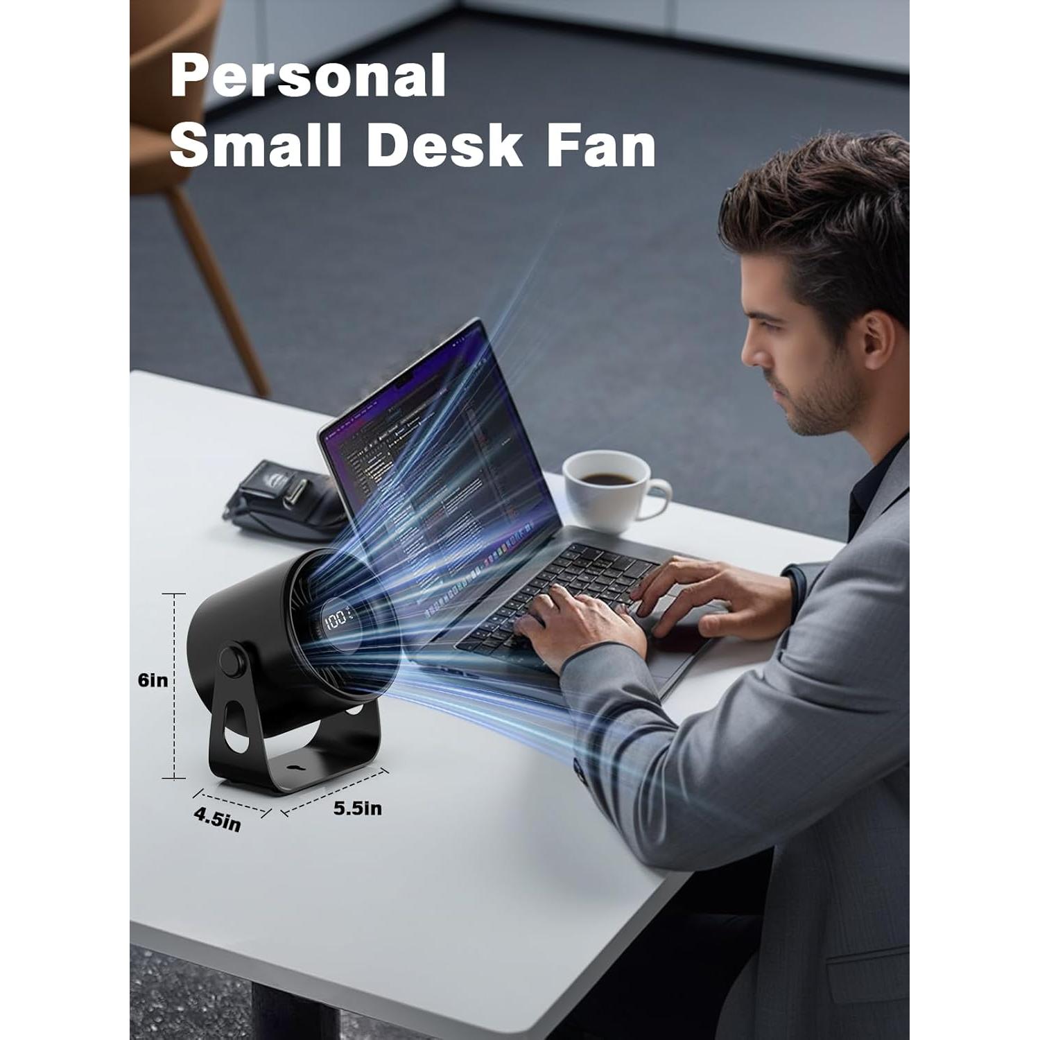 Ventilador de Mesa Biswitif SK-108 BK, Silencioso, 100 Velocidades, 4000mAh