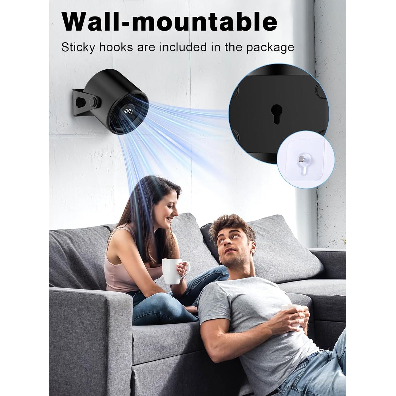 Ventilador de Mesa Biswitif SK-108 BK, Silencioso, 100 Velocidades, 4000mAh