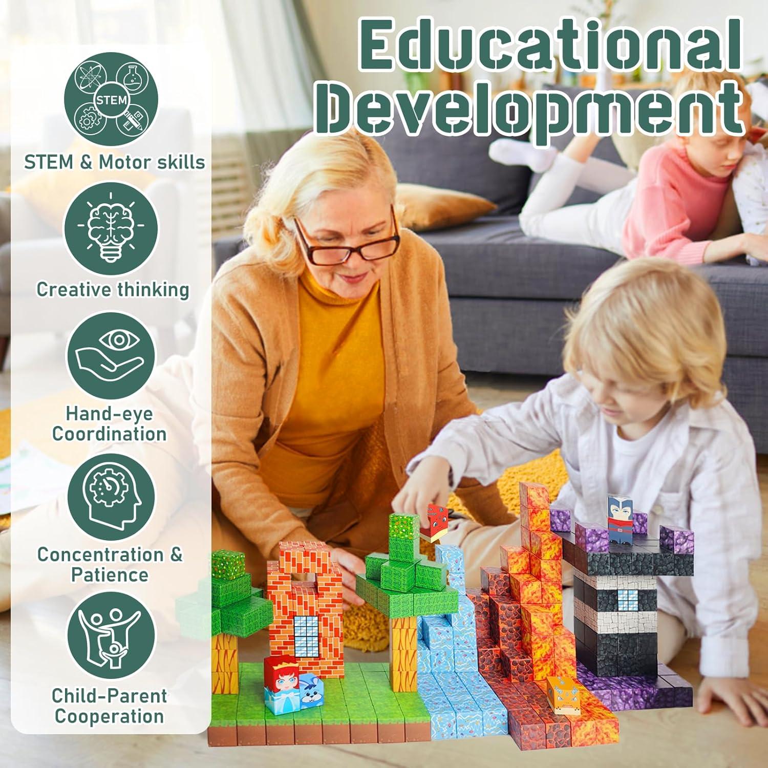 100 Piezas Bloques Magnéticos NVDILO Aventura Lava 2.5cm