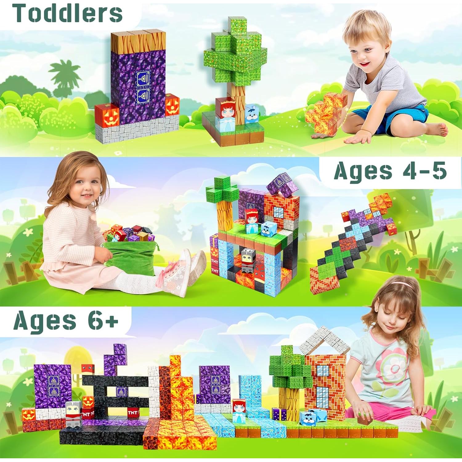 100 Piezas Bloques Magnéticos NVDILO Aventura Lava 2.5cm