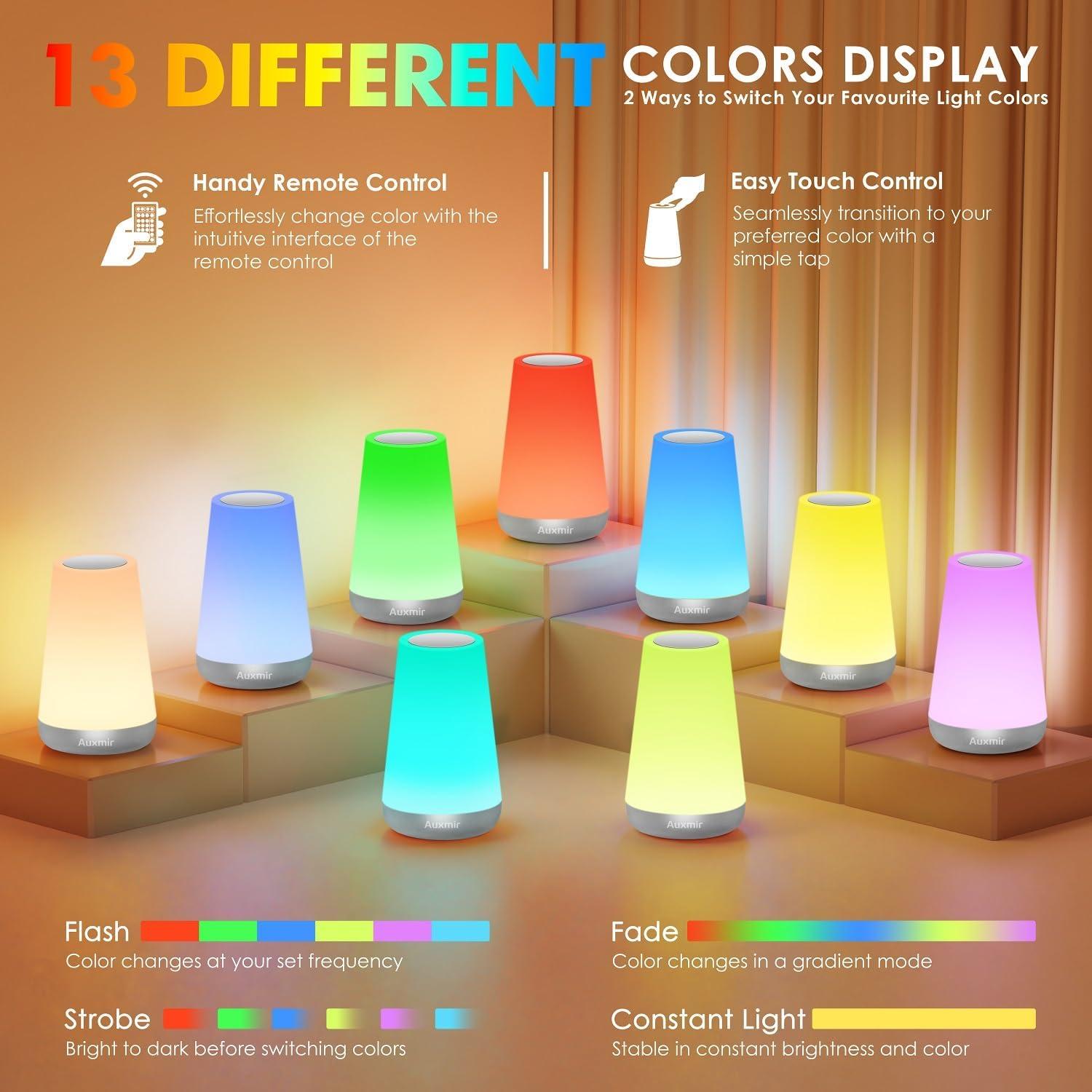 Luz Nocturna LED Auxmir 2500mAh 13 Colores RGB Plata