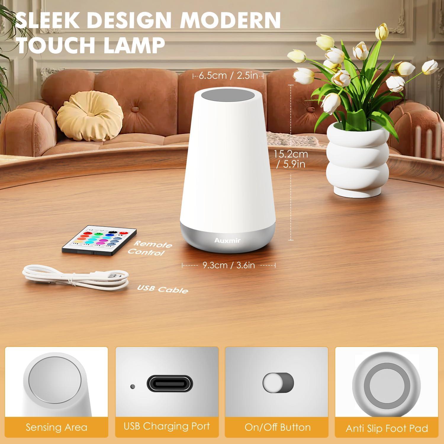 Luz Nocturna LED Auxmir 2500mAh 13 Colores RGB Plata