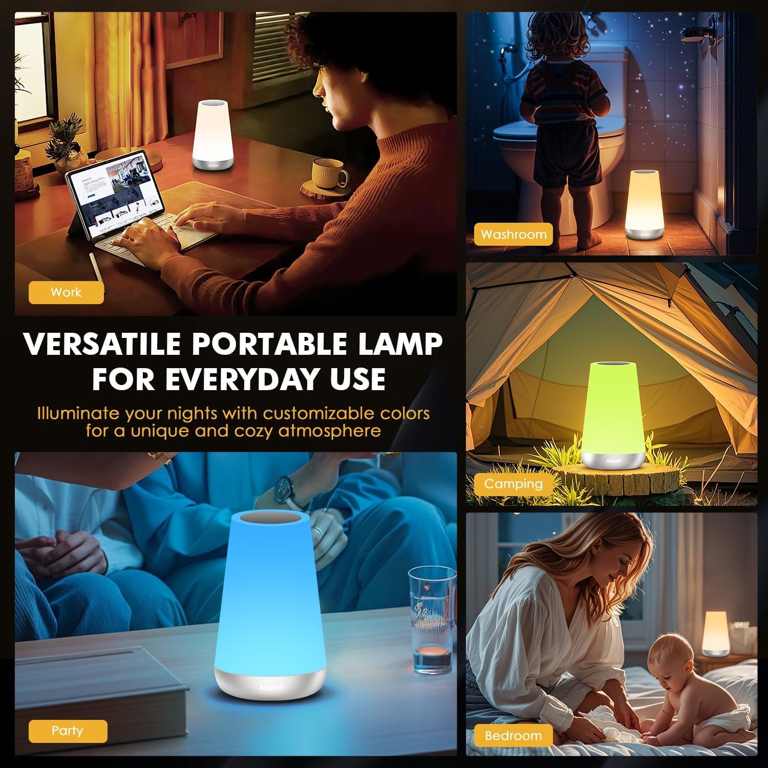 Luz Nocturna LED Auxmir 2500mAh 13 Colores RGB Plata