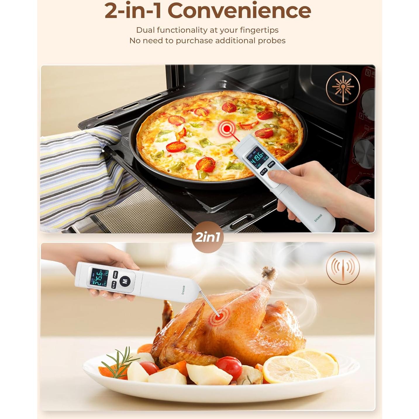 Termómetro Infrarrojo Digital ERICKHILL 2-en-1 para Cocina