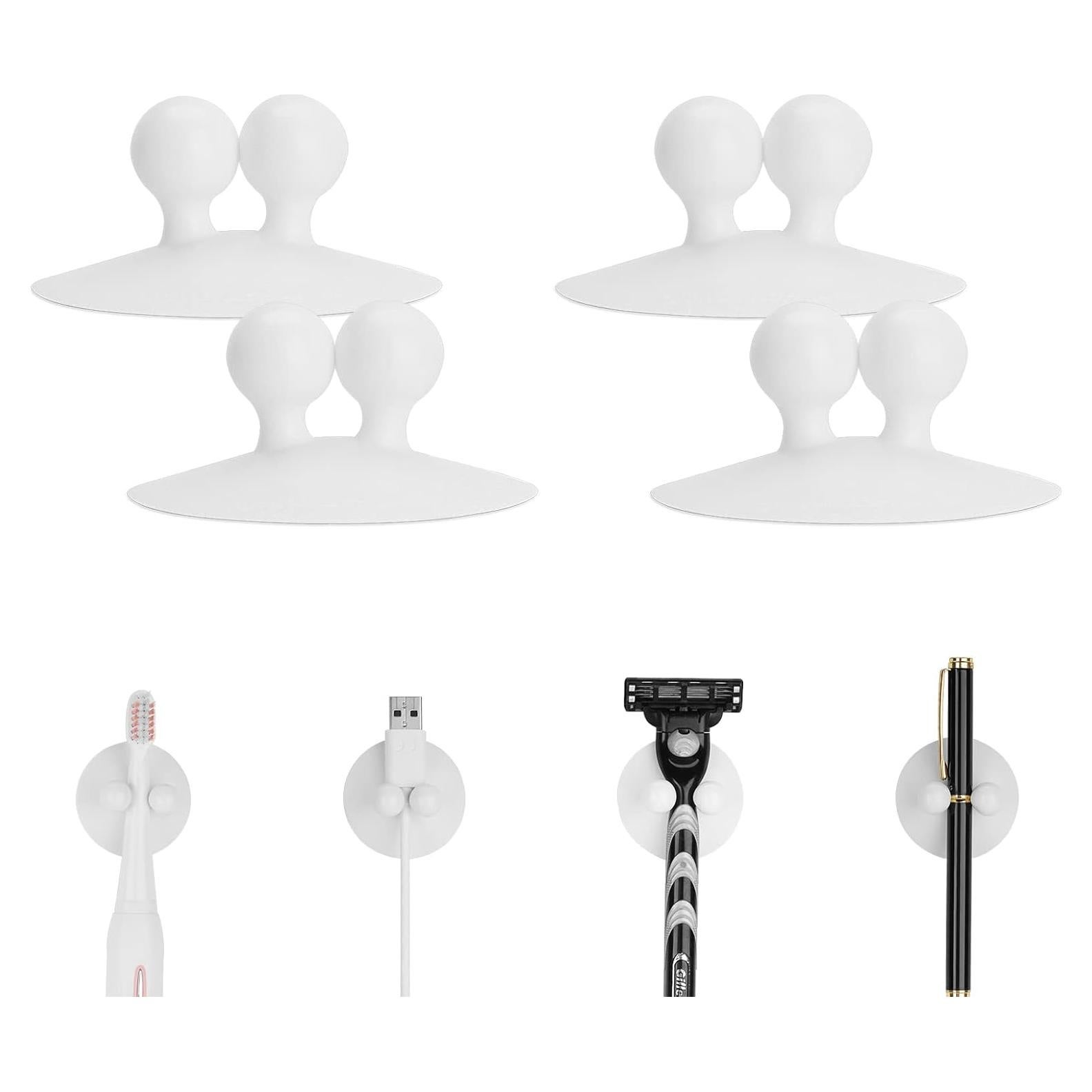 Soporte de Cepillo de Dientes con Ventosa LUEXBOX 4 Pcs Blanco