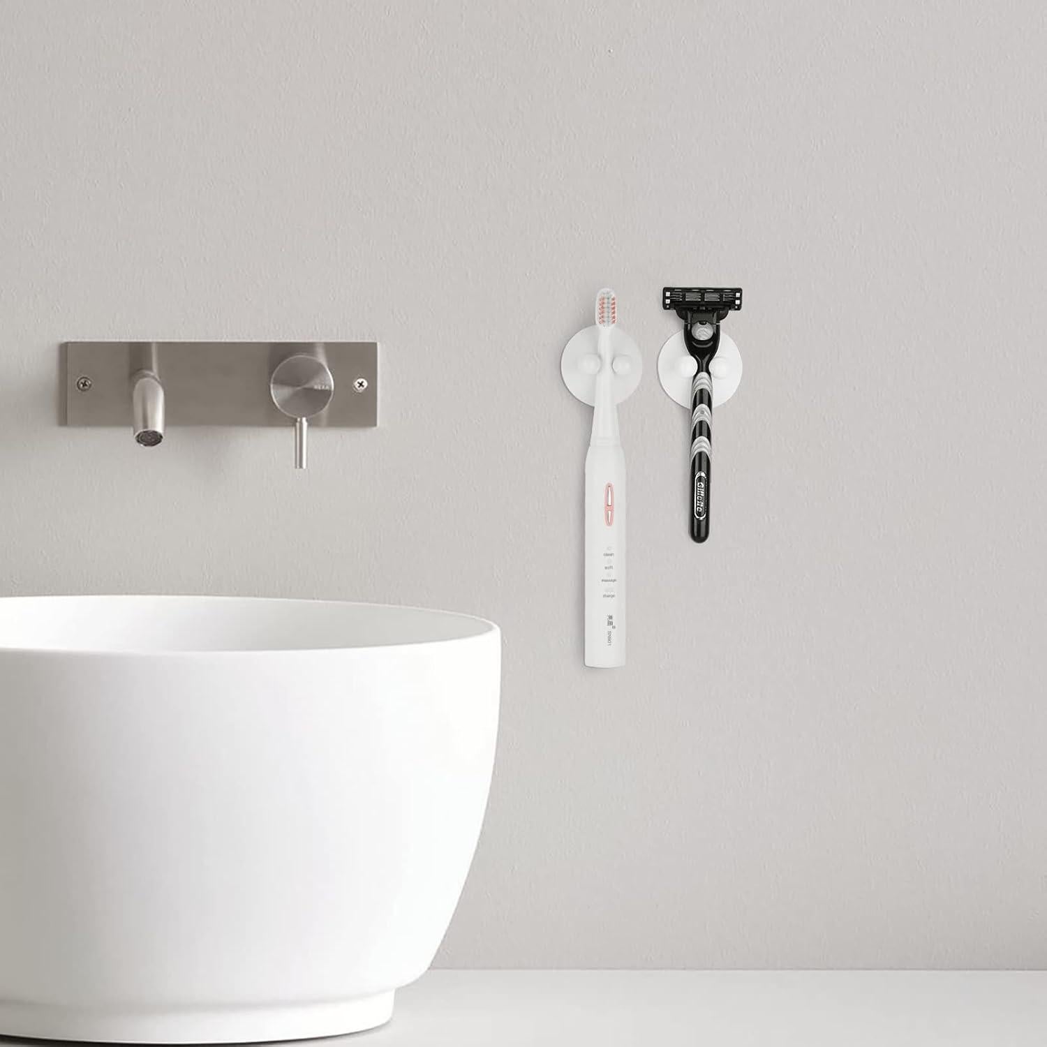 Soporte de Cepillo de Dientes con Ventosa LUEXBOX 4 Pcs Blanco