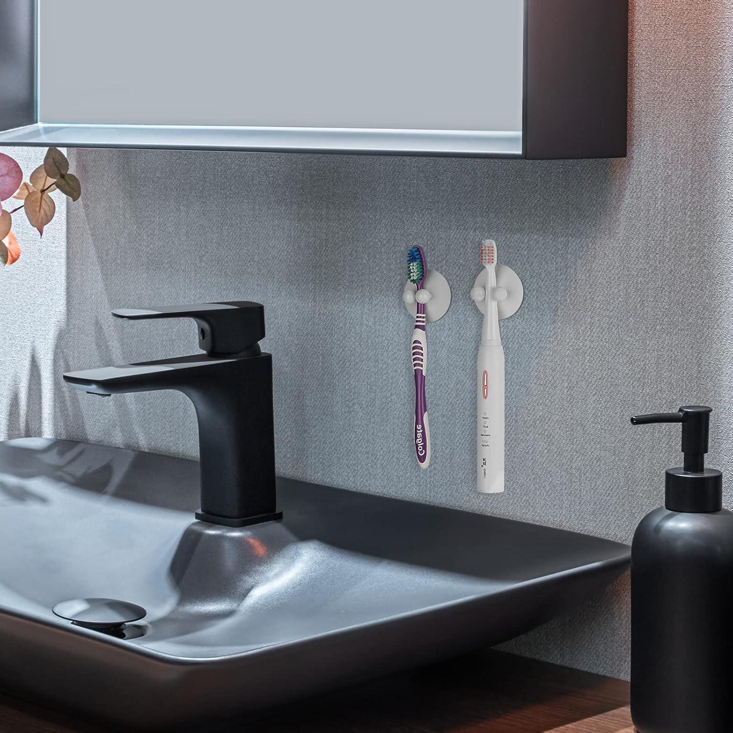 Soporte de Cepillo de Dientes con Ventosa LUEXBOX 4 Pcs Blanco