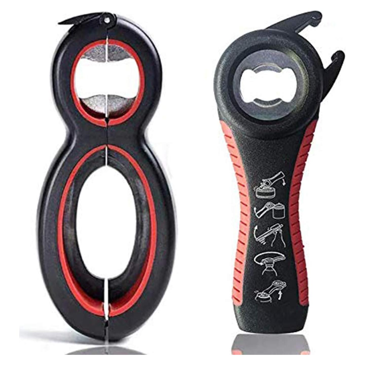 Juego de Abrebotellas 6-en-1 y Abre Tarros 5-en-1 Ergonomico