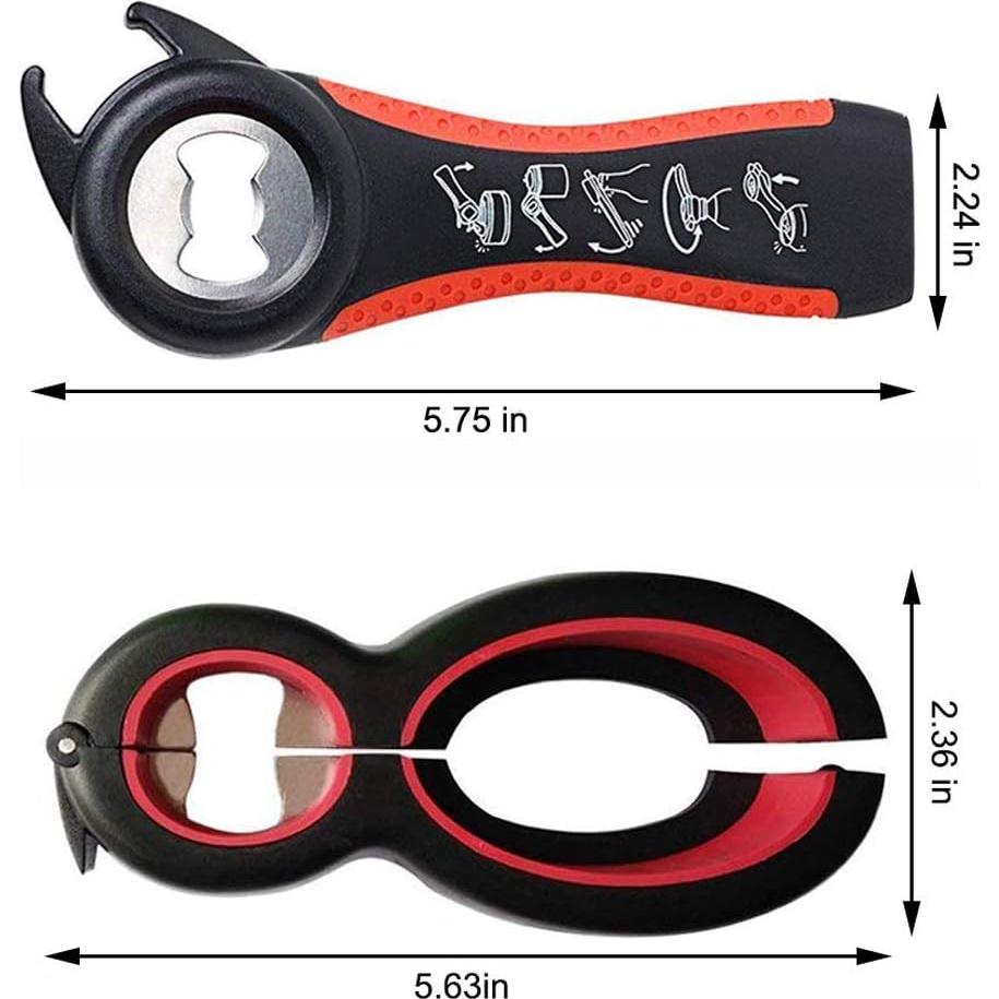 Juego de Abrebotellas 6-en-1 y Abre Tarros 5-en-1 Ergonomico