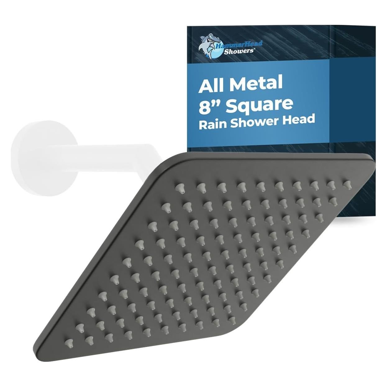 Cabezal de Ducha Cuadrado HammerHead 20cm Metal Negro Mate