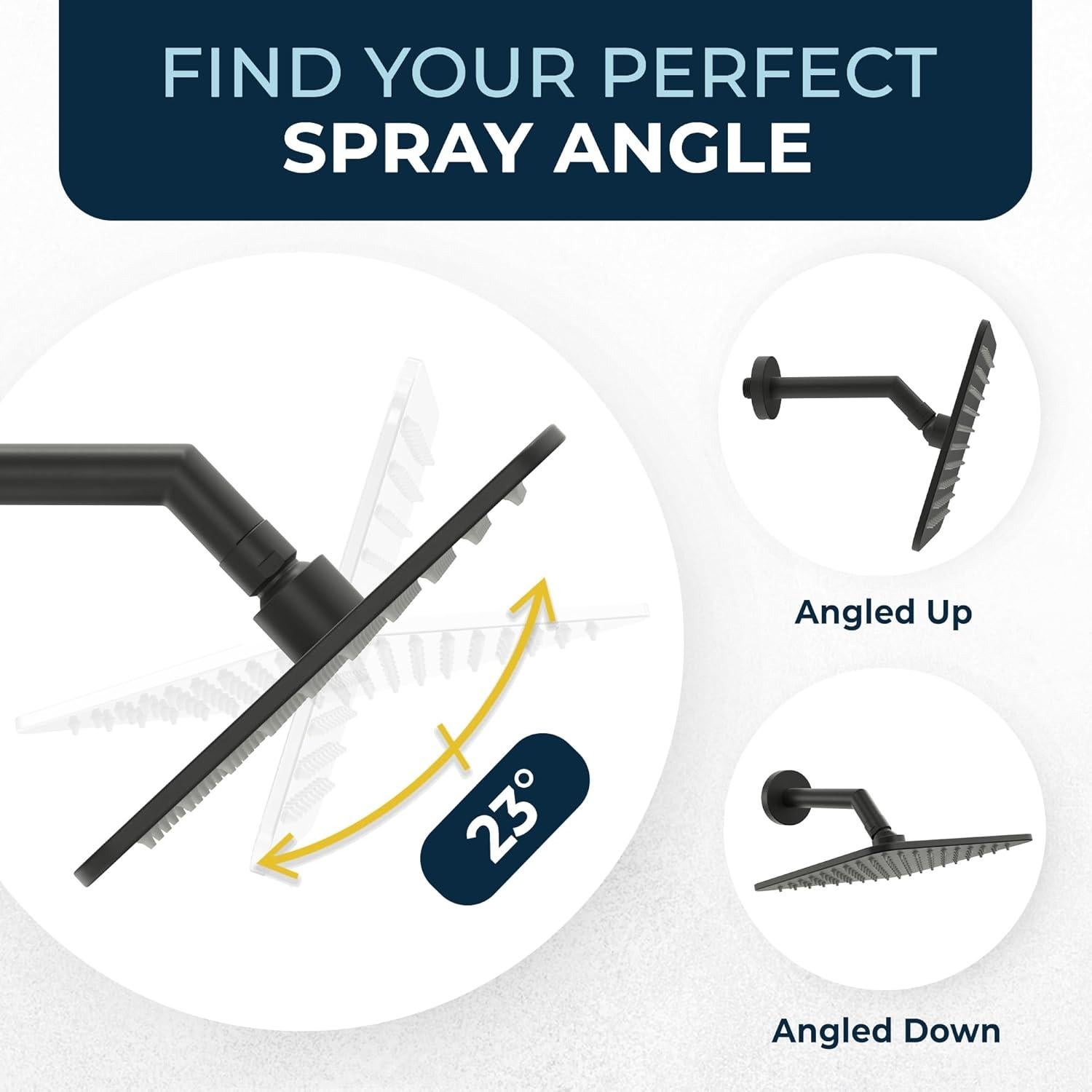 Cabezal de Ducha Cuadrado HammerHead 20cm Metal Negro Mate