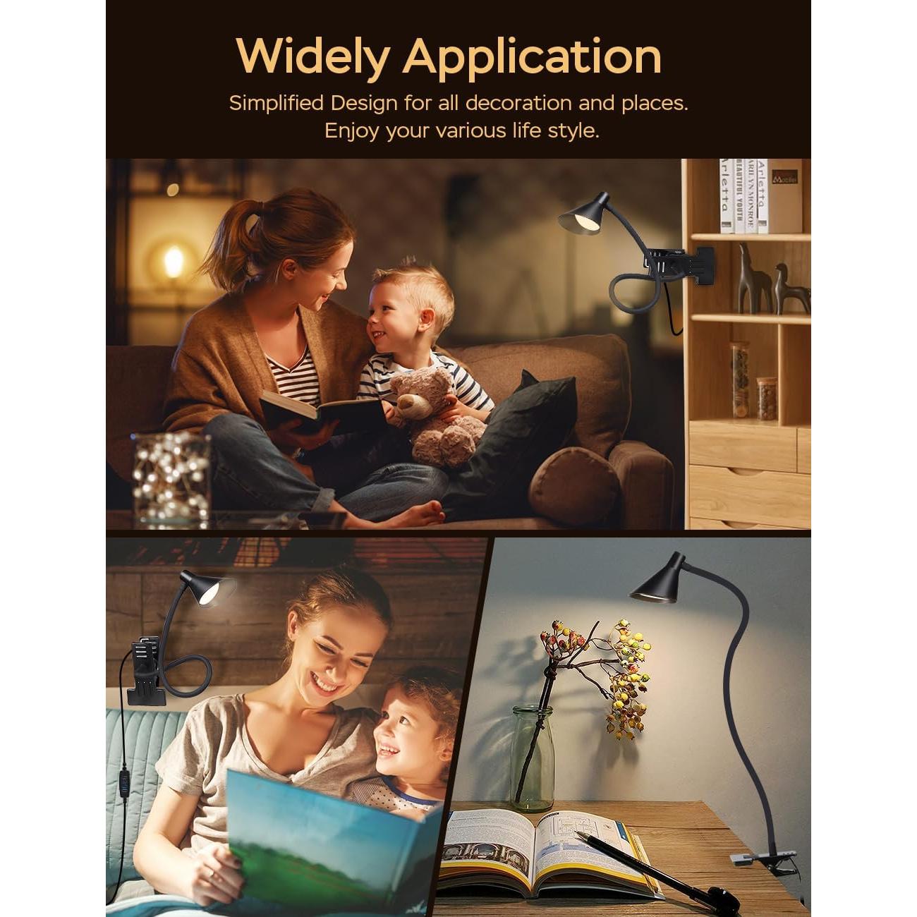 Lámpara de lectura LED LiFMIRA con clip y 3 modos de luz