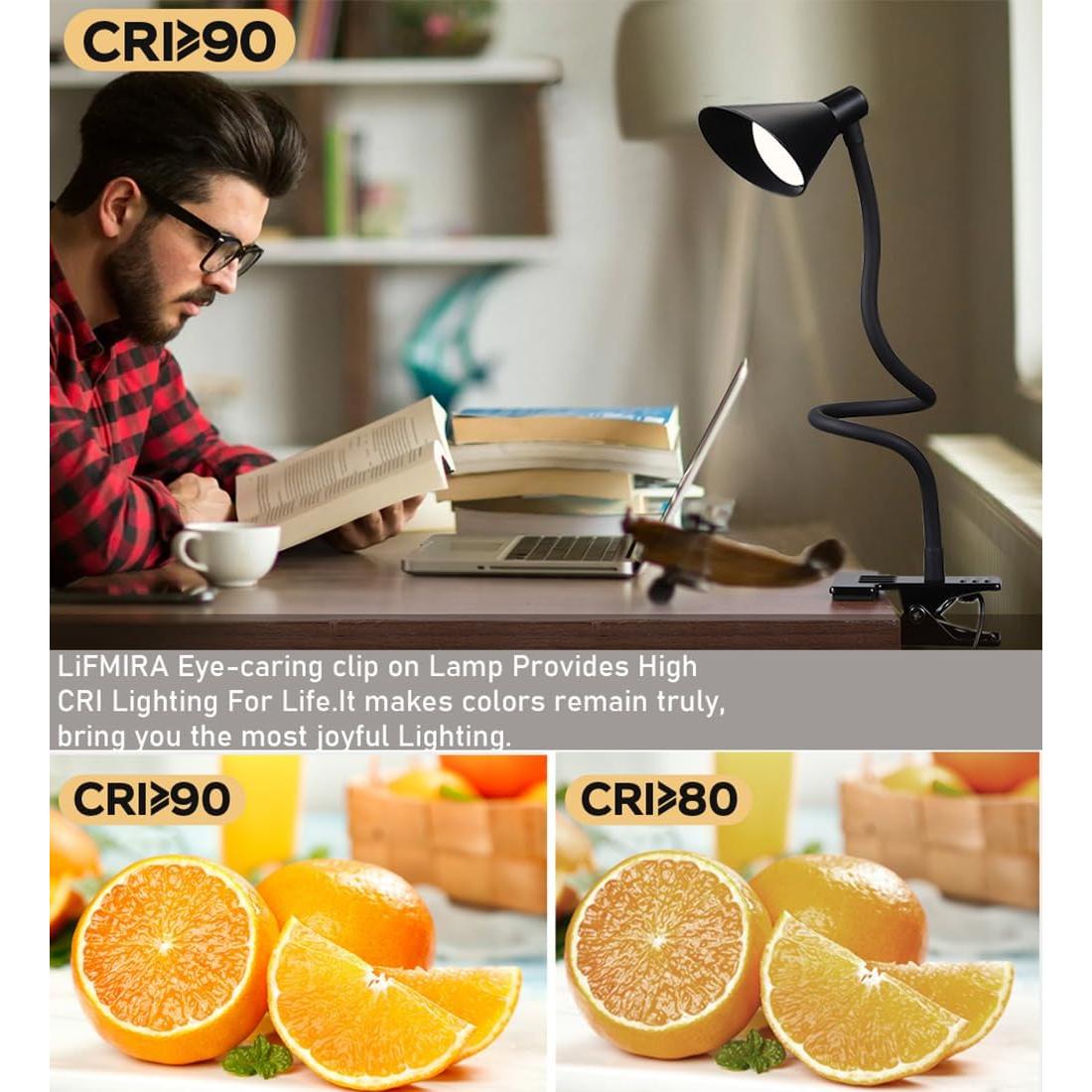 Lámpara de lectura LED LiFMIRA con clip y 3 modos de luz